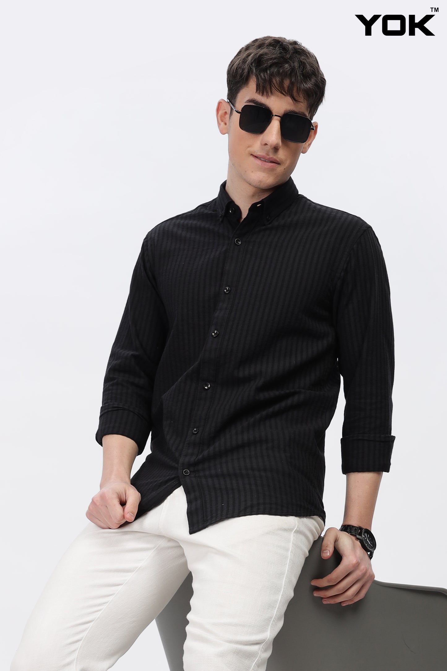 Mens Black Stripe Shirt