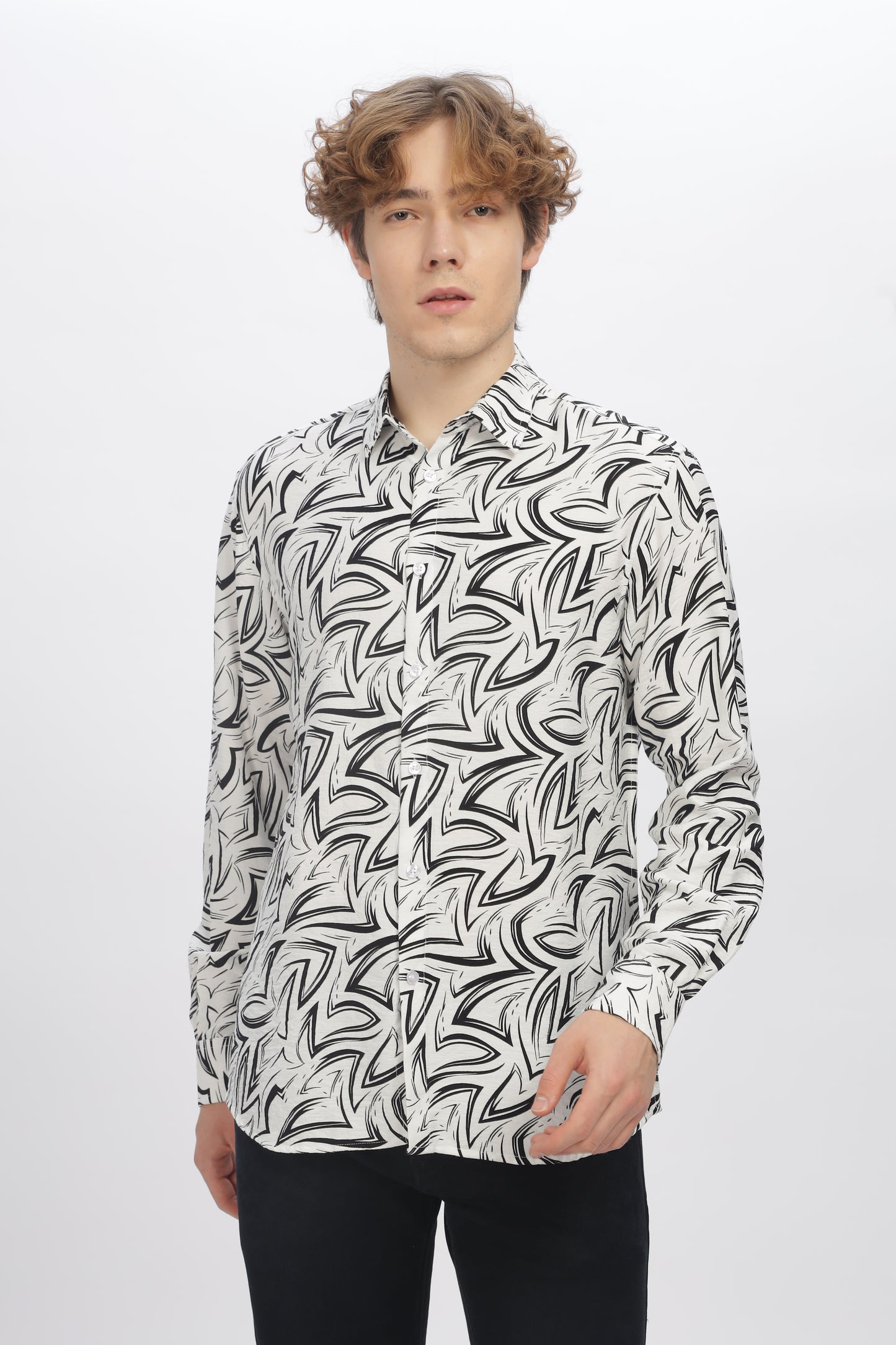 Black Printed Shirt for Men 