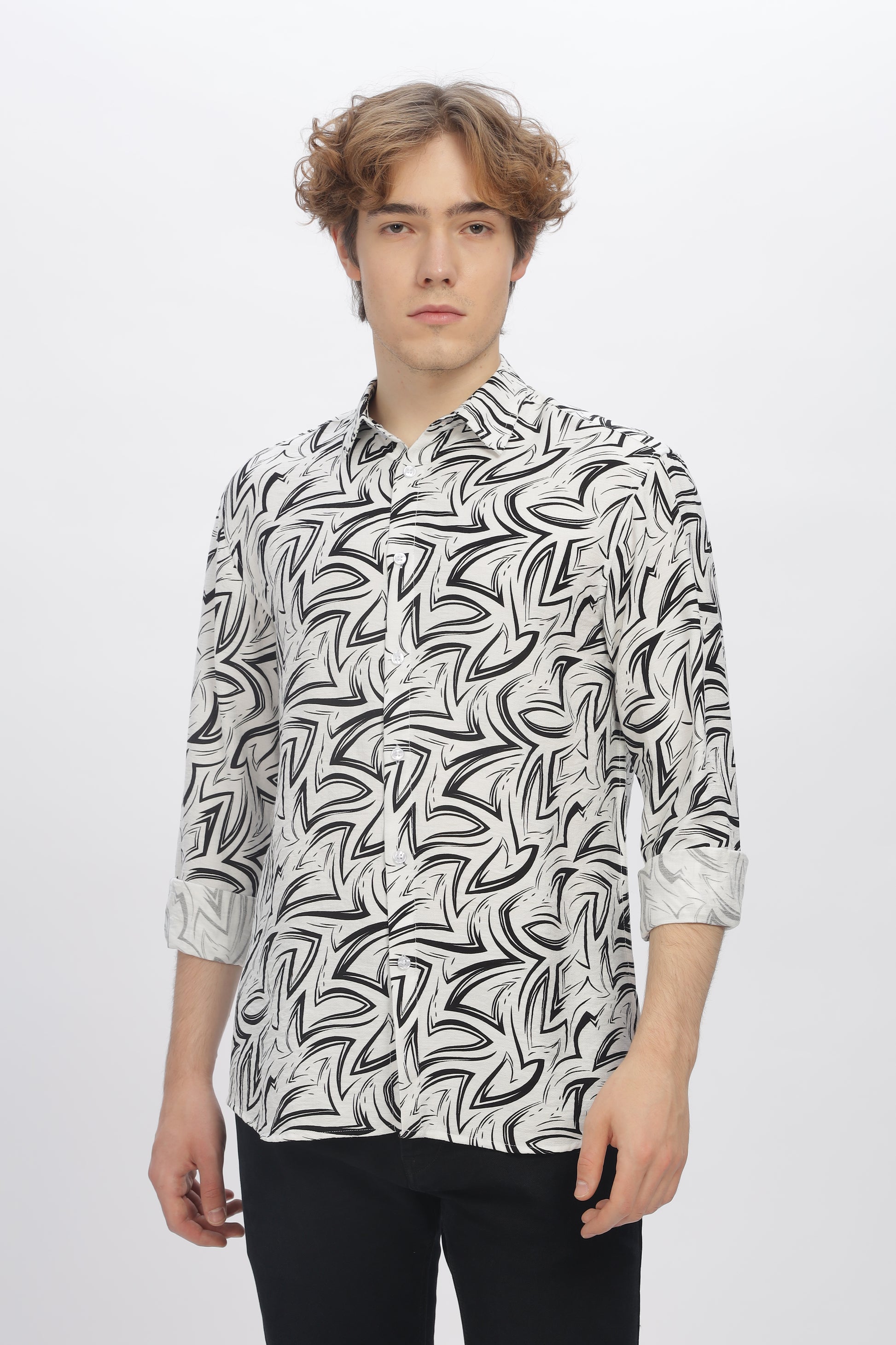 Black Printed Shirt for Men 