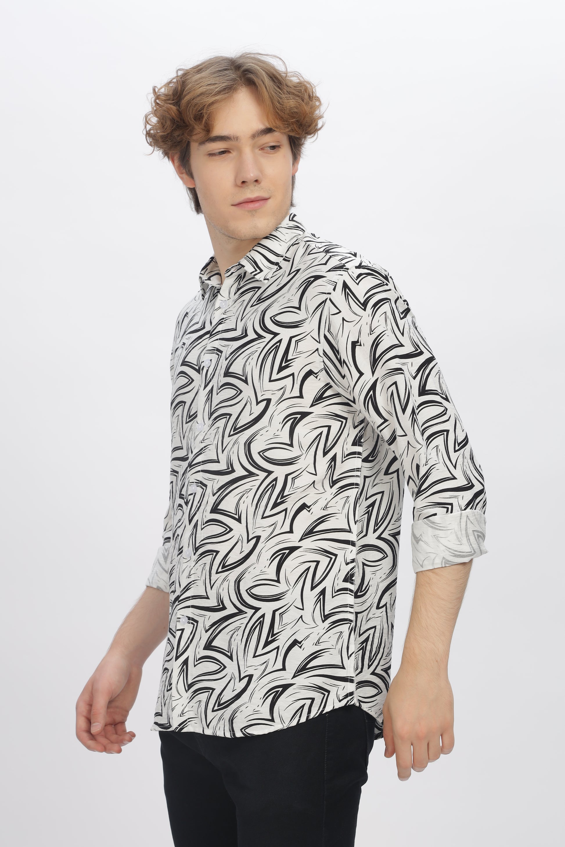 Black Printed Shirt for Men 