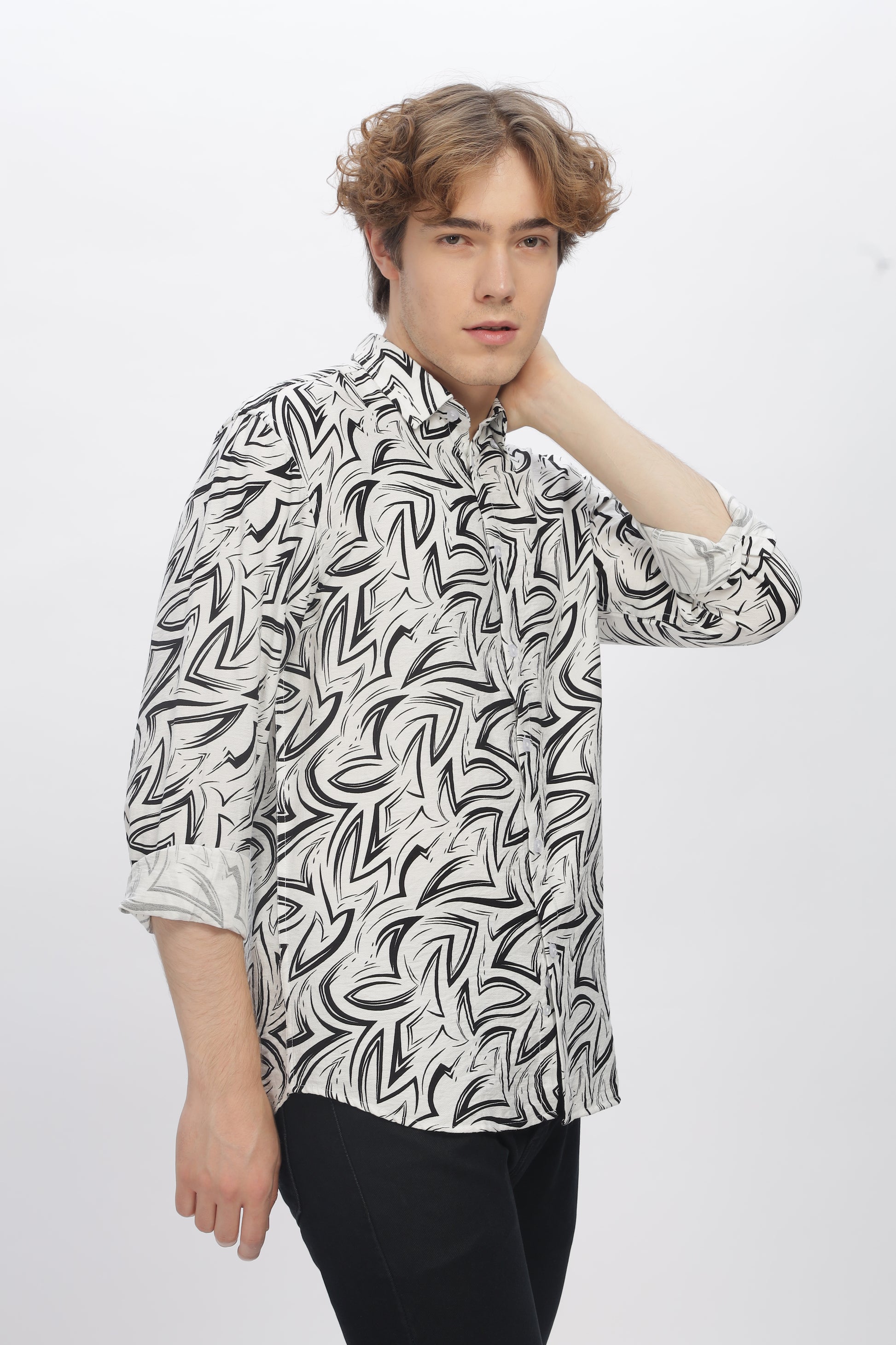 Black Printed Shirt for Men 