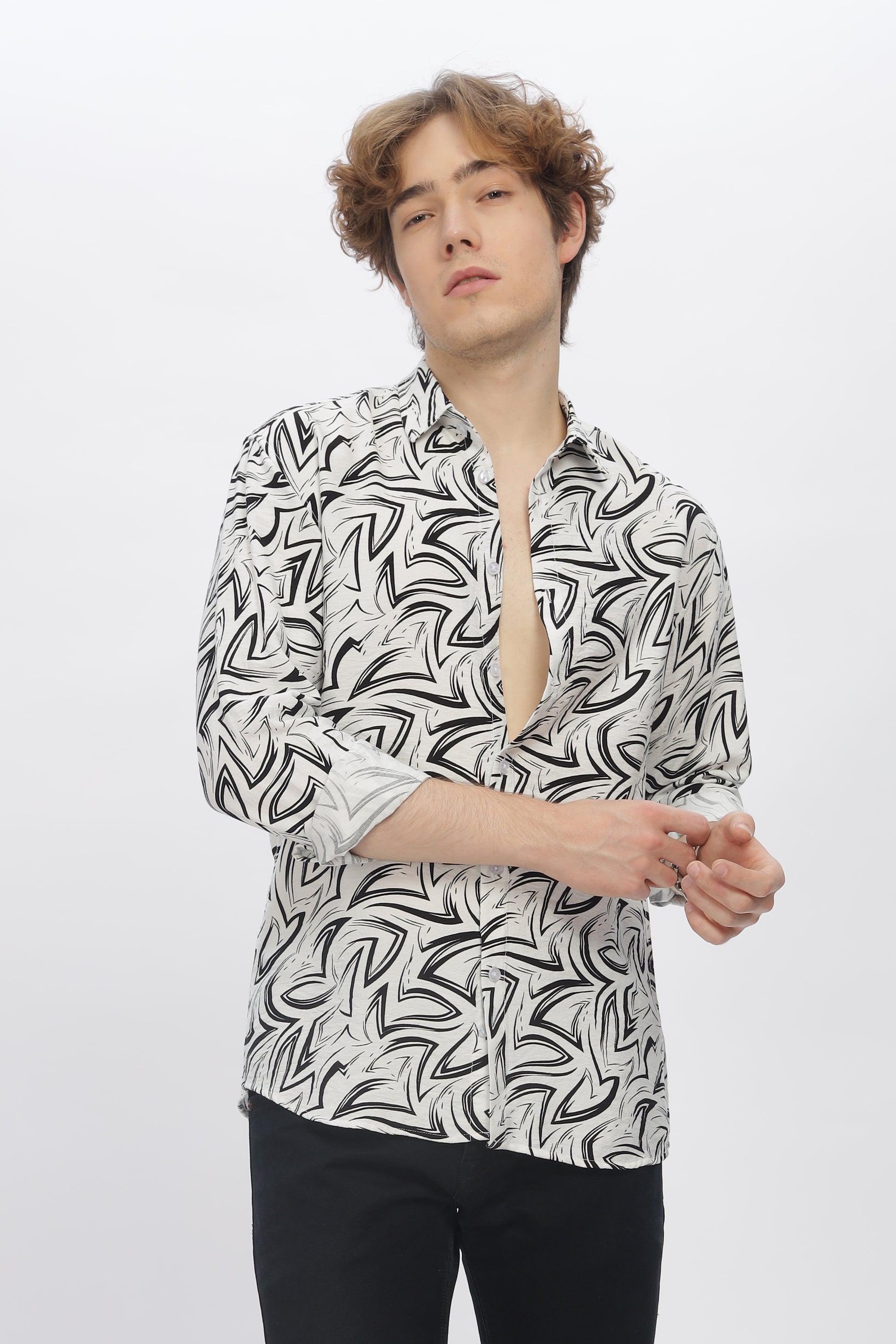 Black Printed Shirt for Men 