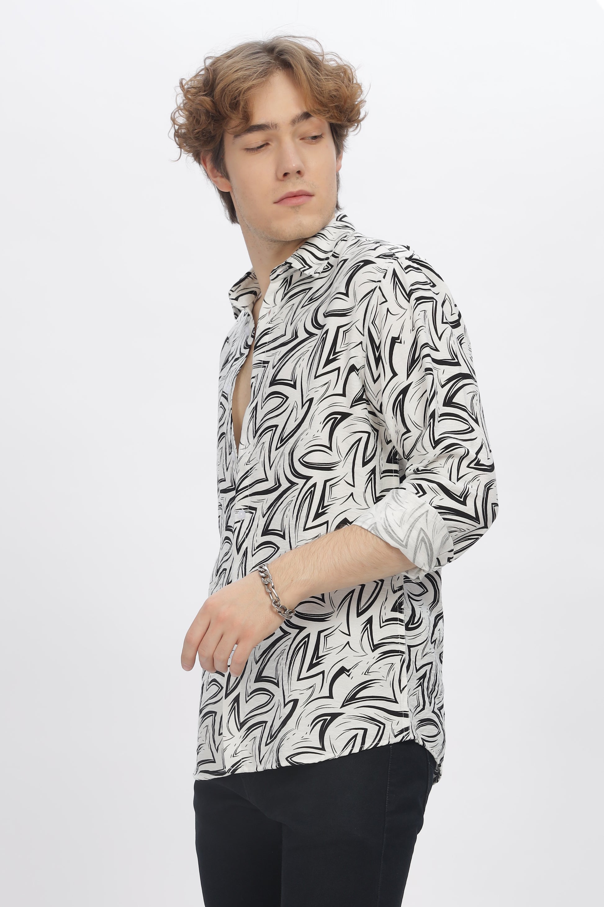 Black Printed Shirt for Men 