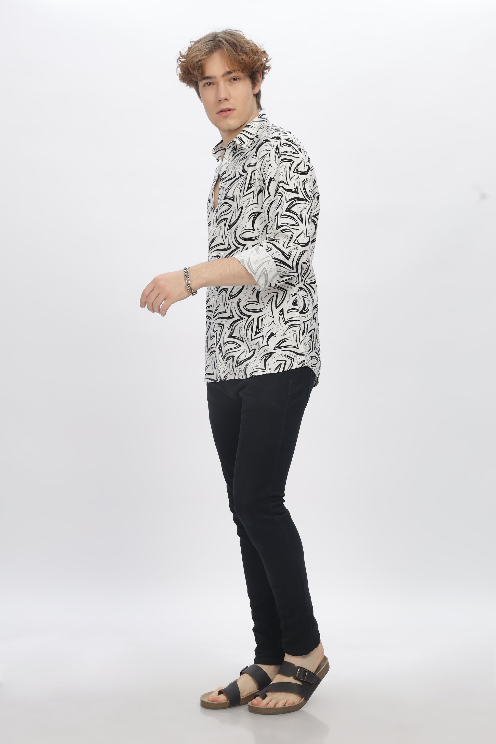 Black Printed Shirt for Men 