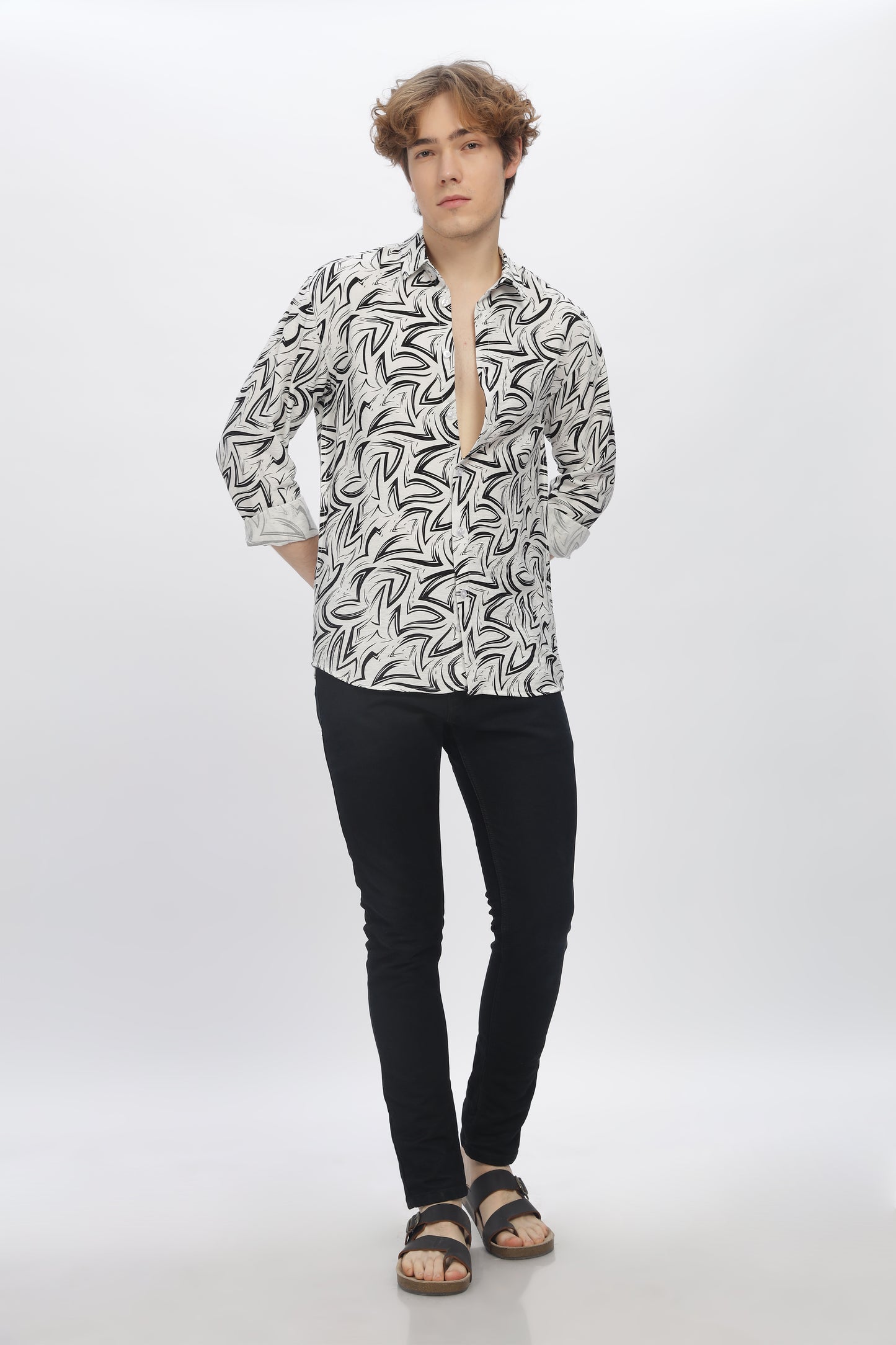 Black Printed Shirt for Men 