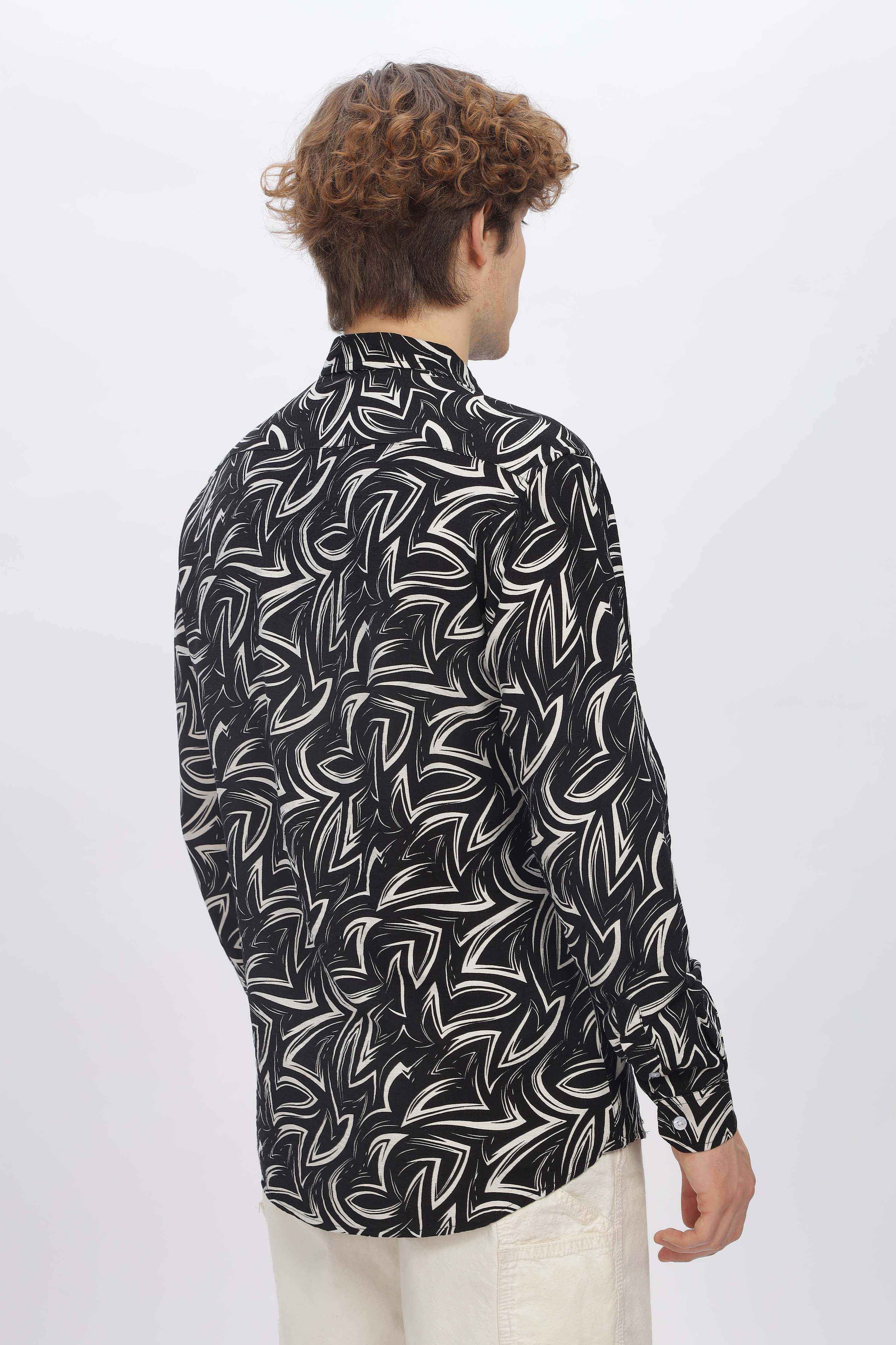 Mens Black Print Shirt