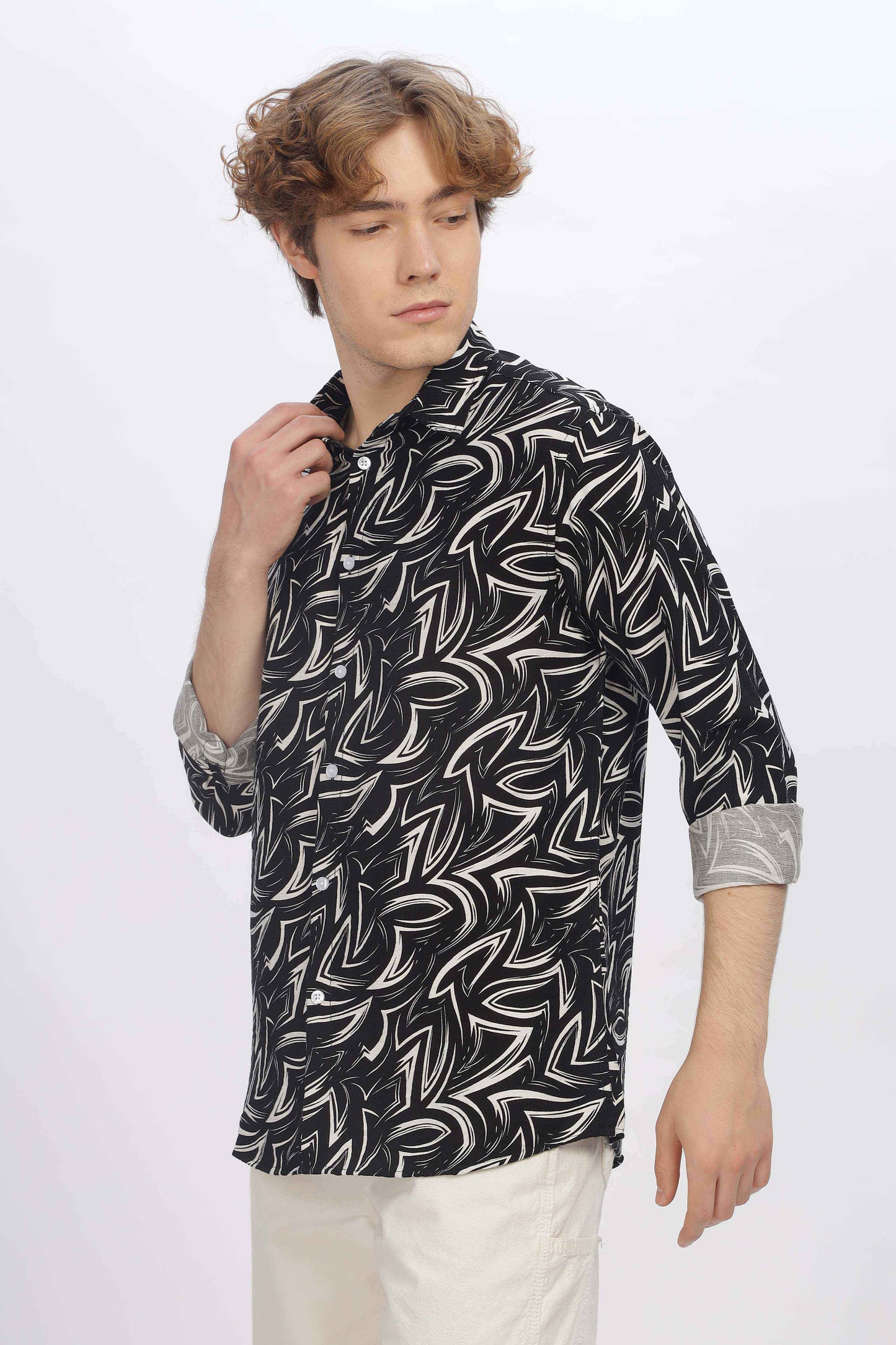 Mens Black Print Shirt