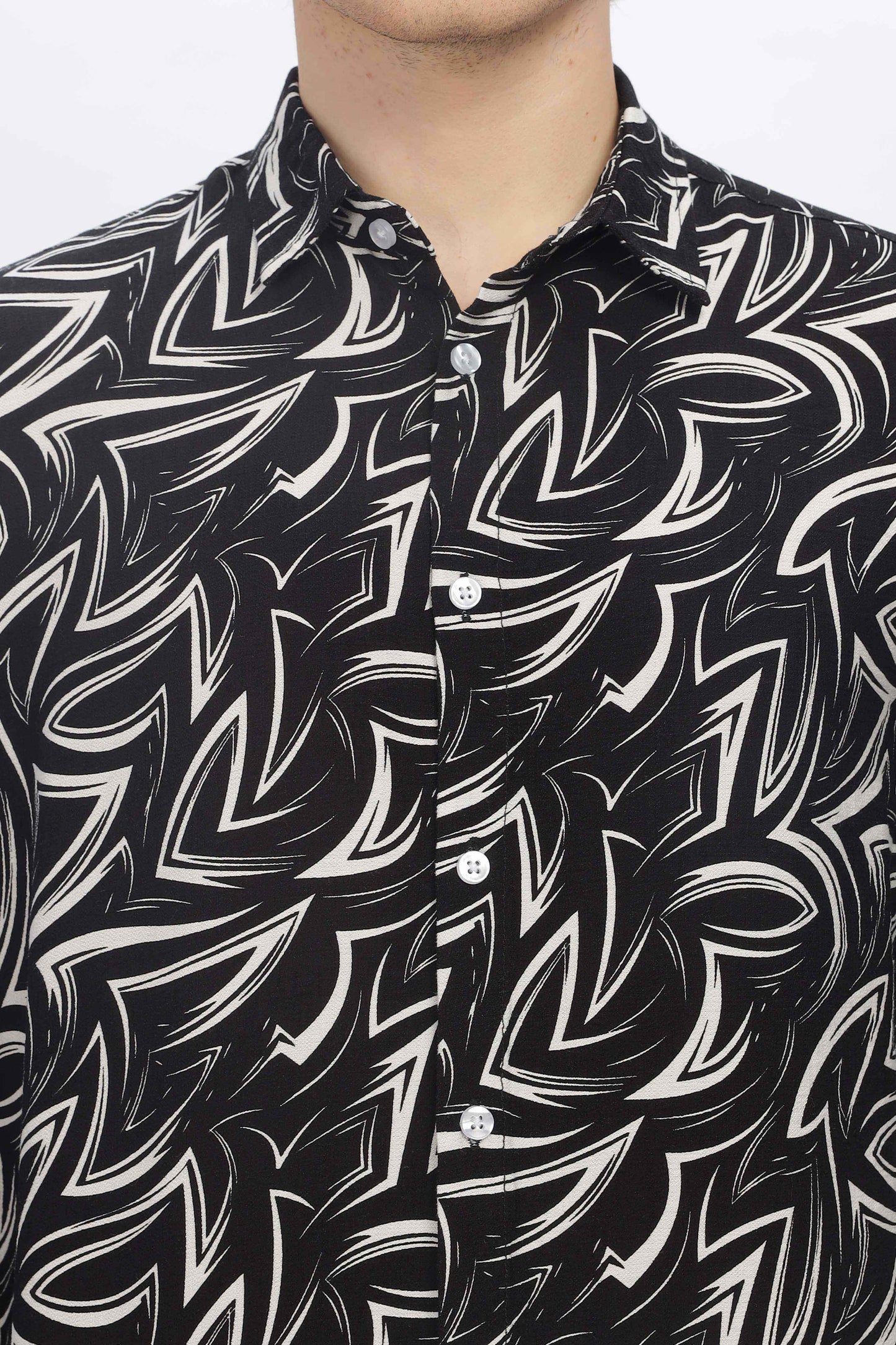 Mens Black Print Shirt