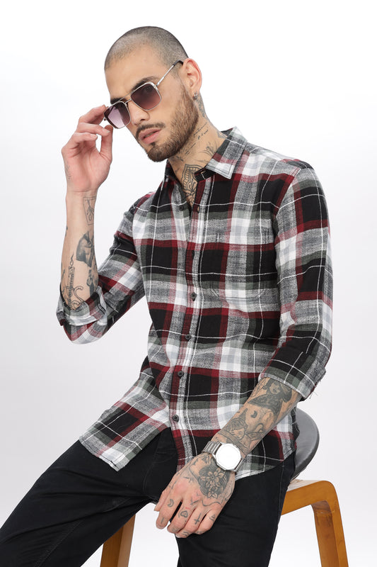 Red and Black Check Shirt for Men