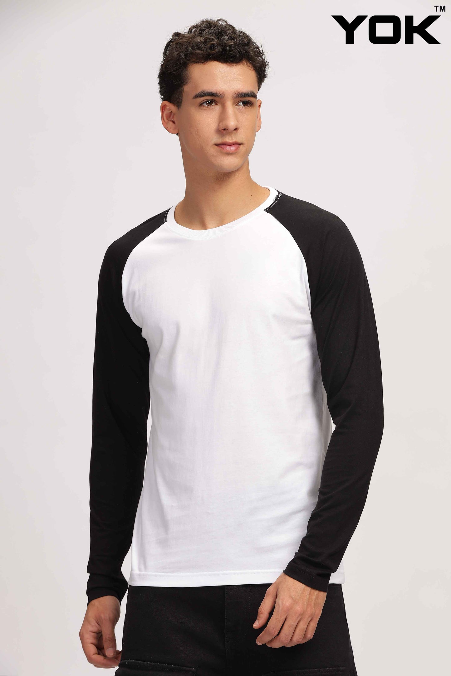 Black & White  Raglan Full Sleeve T Shirt 