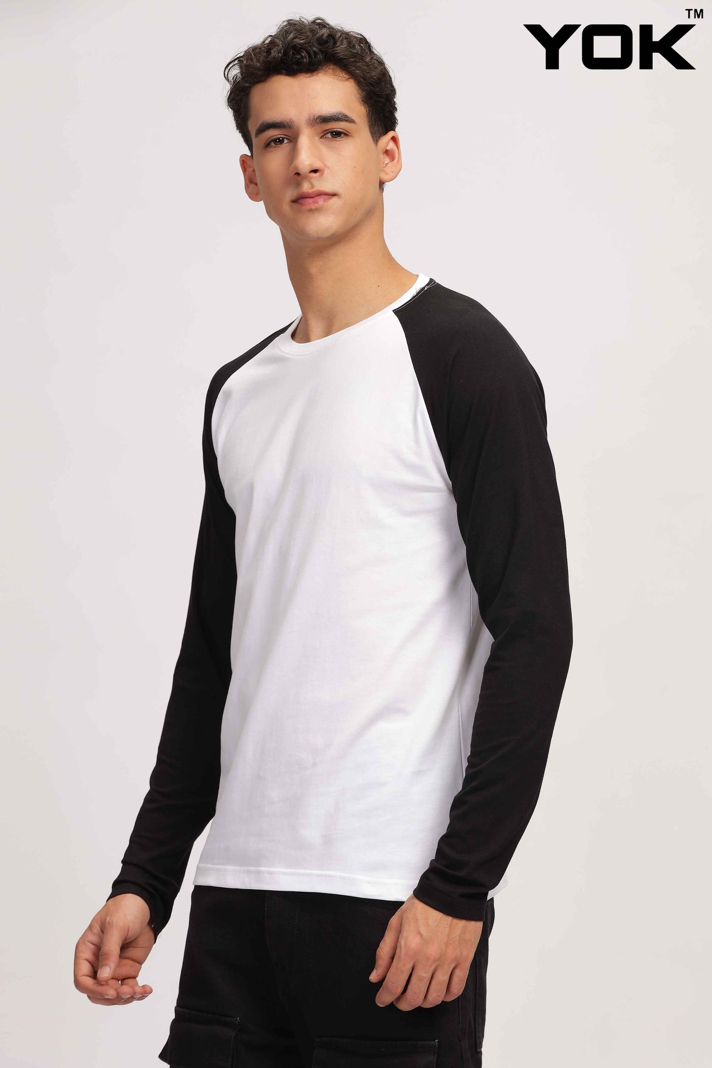 Black & White  Raglan Full Sleeve T Shirt 