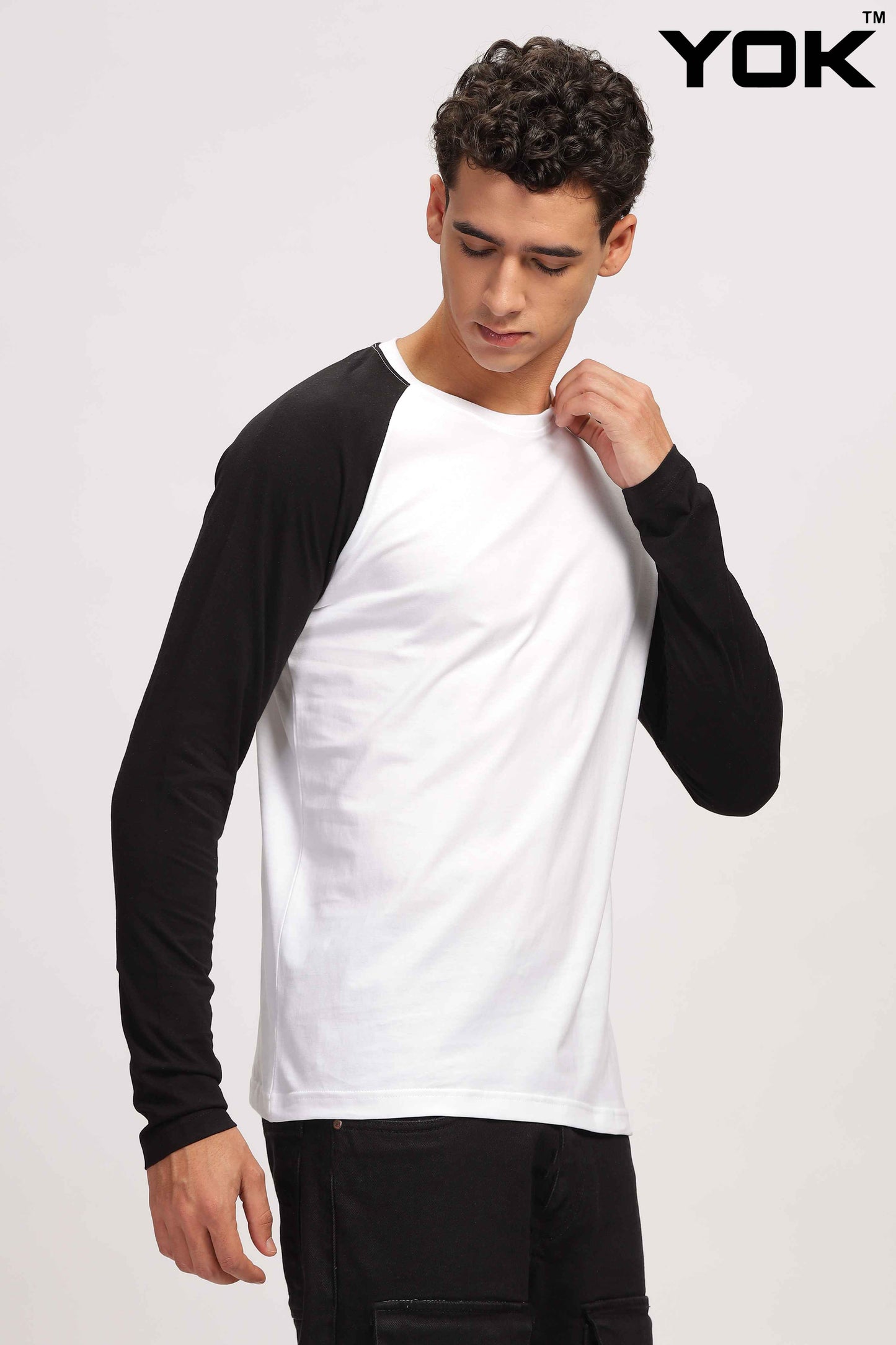 Black & White  Raglan Full Sleeve T Shirt 