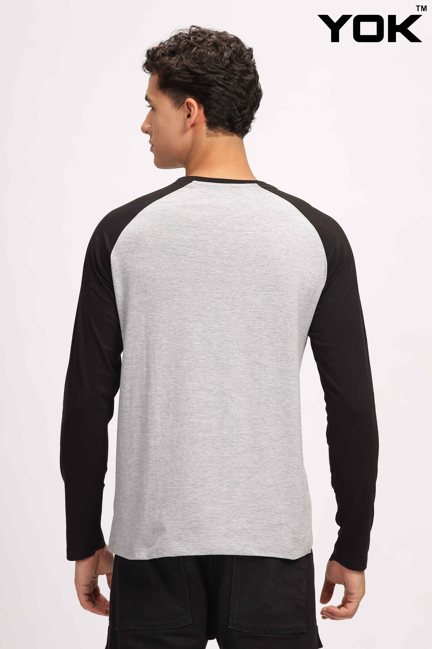 Grey & Black Raglan Full Sleeve T Shirt