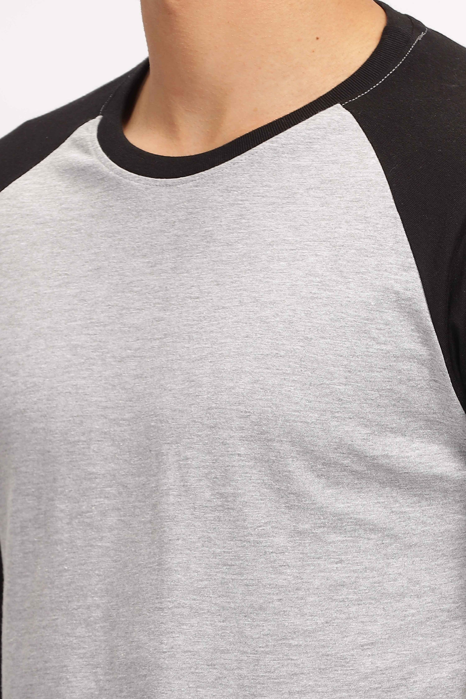 Grey & Black Raglan Full Sleeve T Shirt