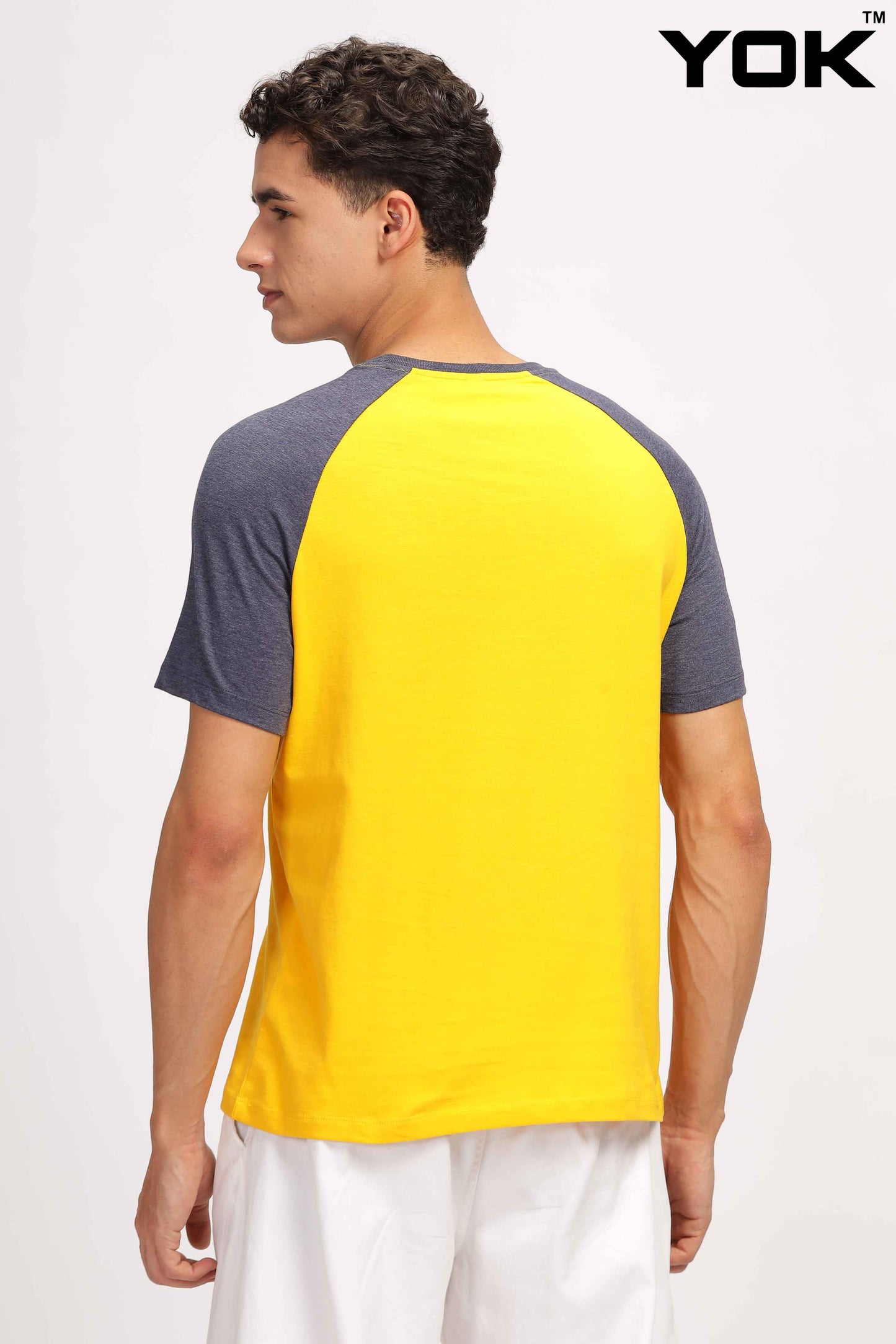 Yellow & Navy Raglan Sleeve T Shirt 