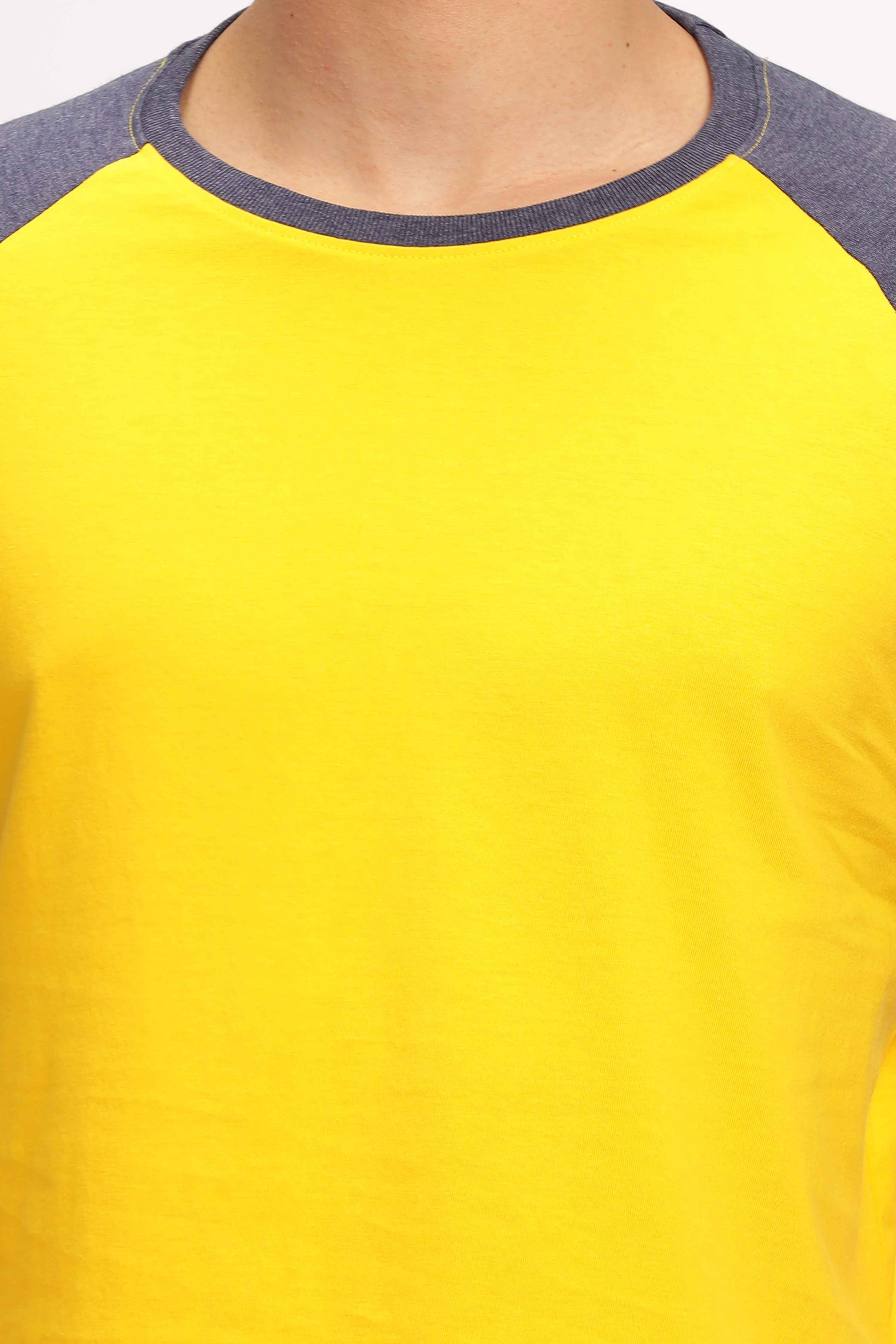 Yellow & Navy Raglan Sleeve T Shirt 