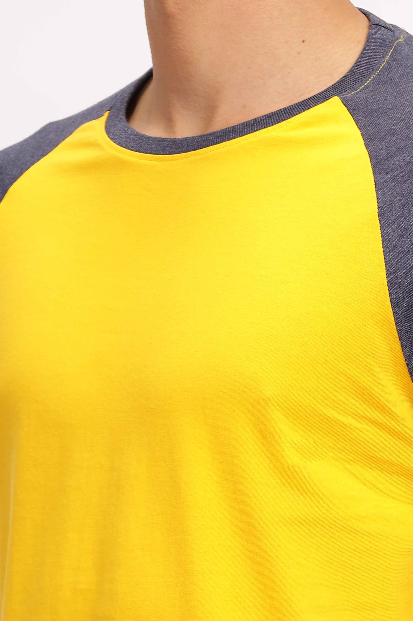 Yellow & Navy Raglan Sleeve T Shirt 