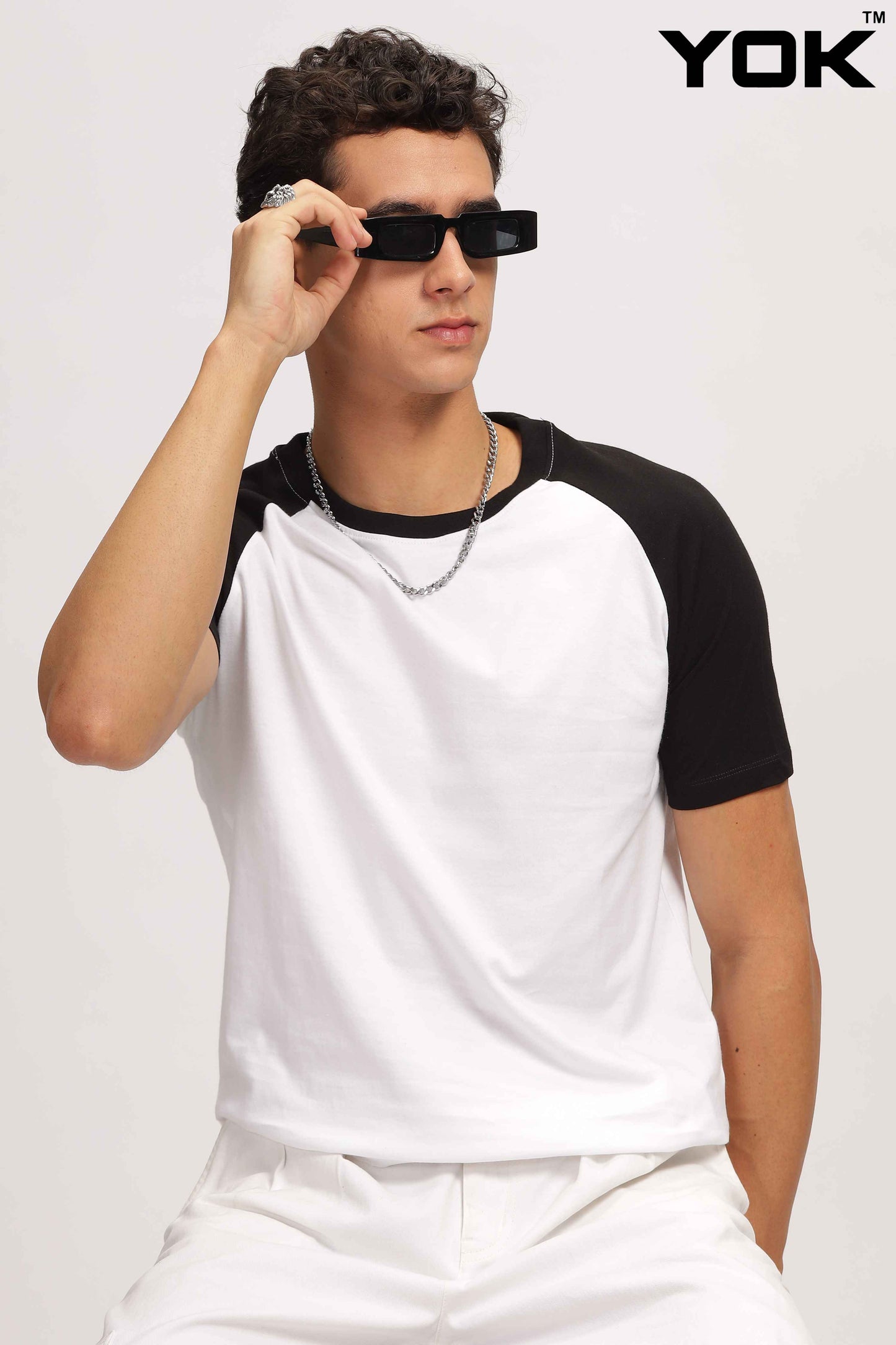 Black & White Raglan Sleeve T Shirt