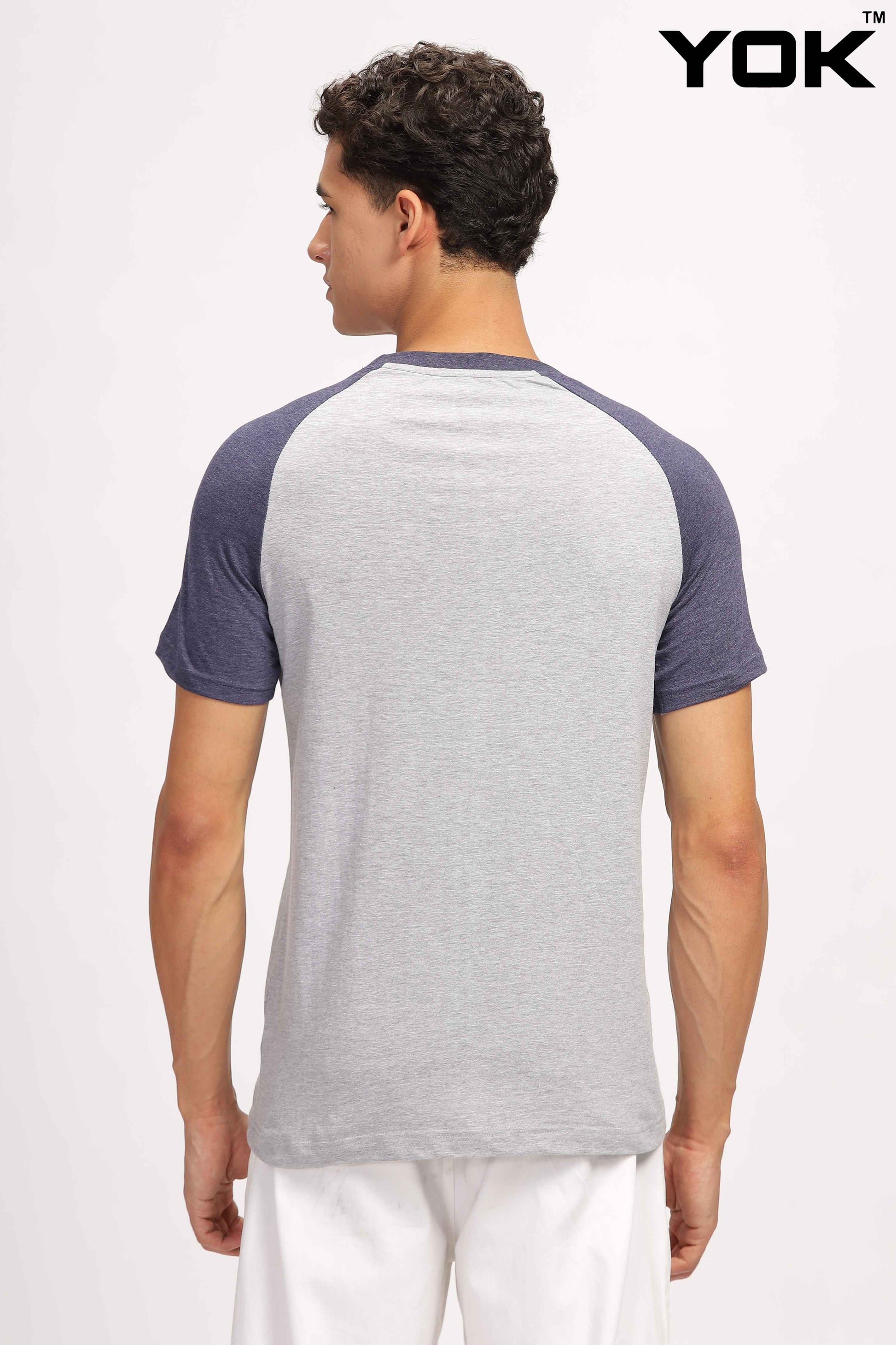 Grey & Navy Raglan Sleeve T Shirt 