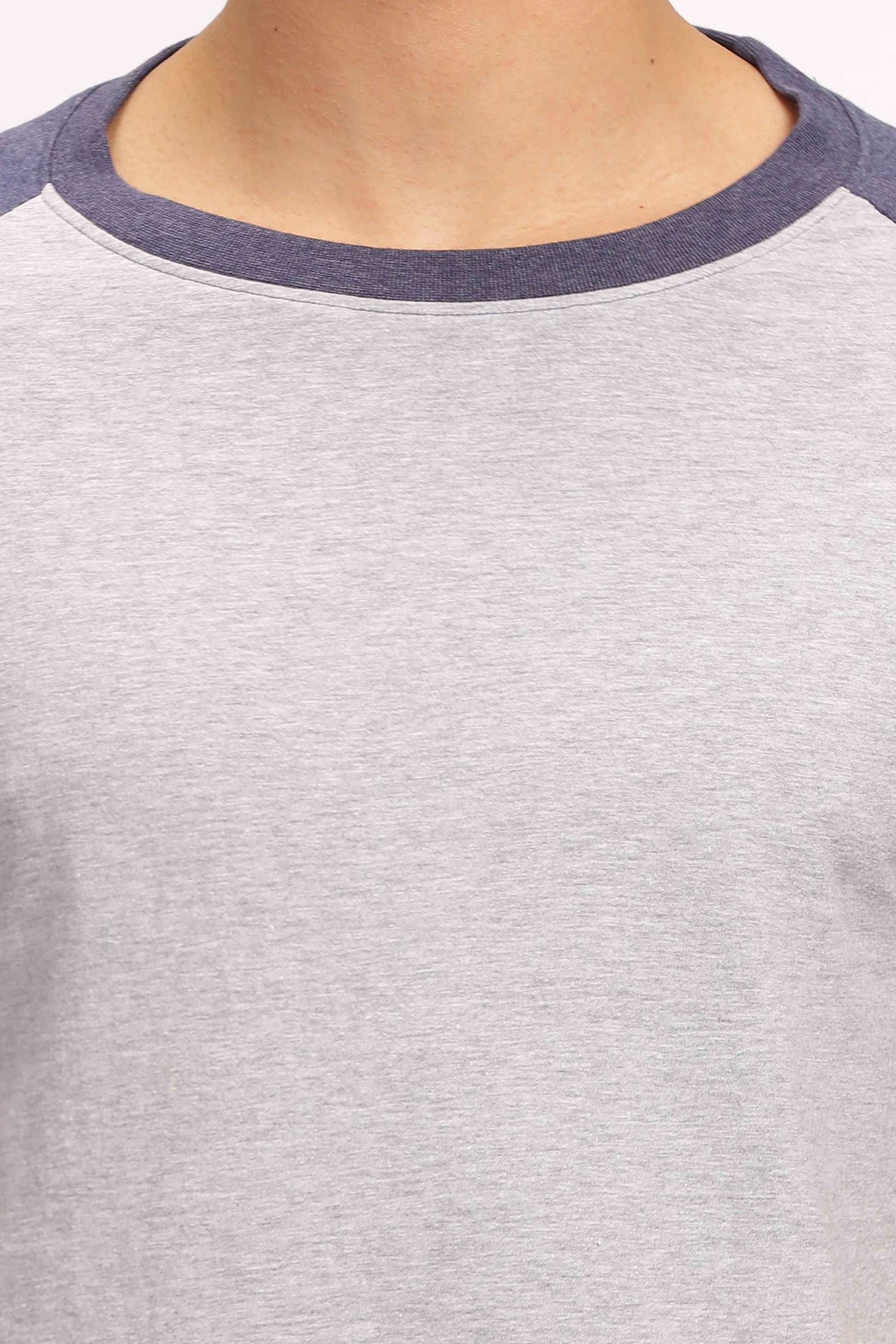 Grey & Navy Raglan Sleeve T Shirt 