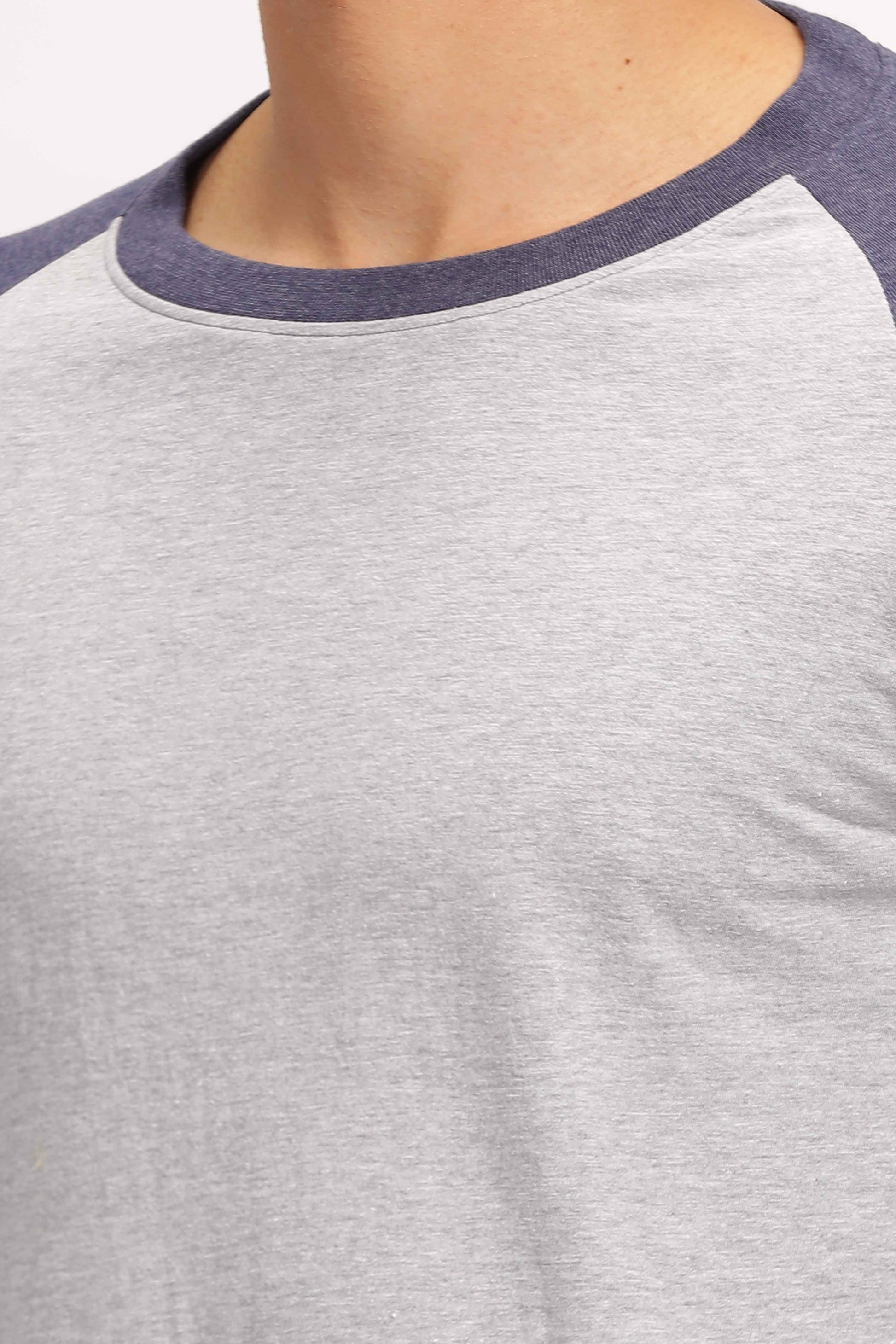 Grey & Navy Raglan Sleeve T Shirt 