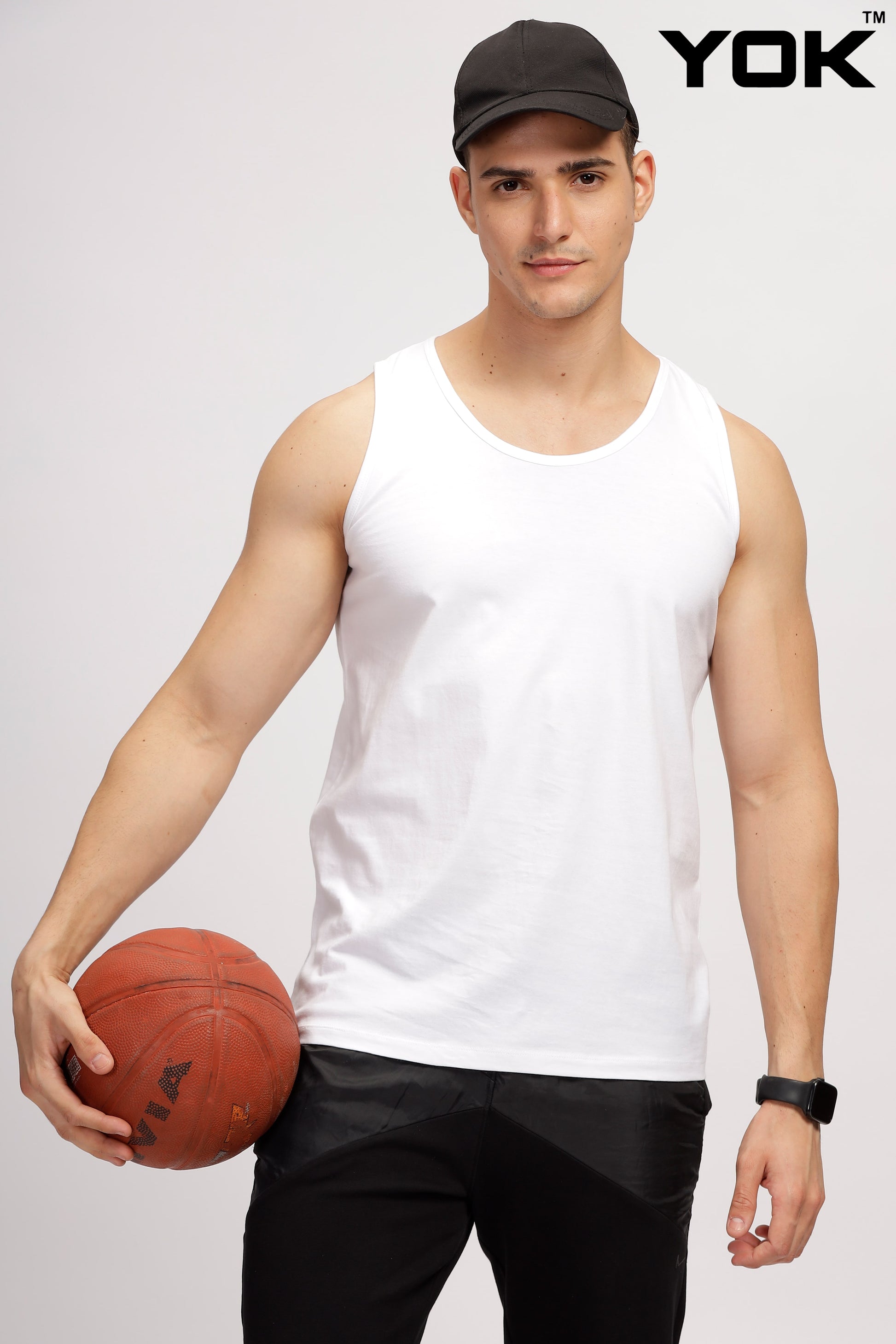 White Sleeveless T-Shirts for Men