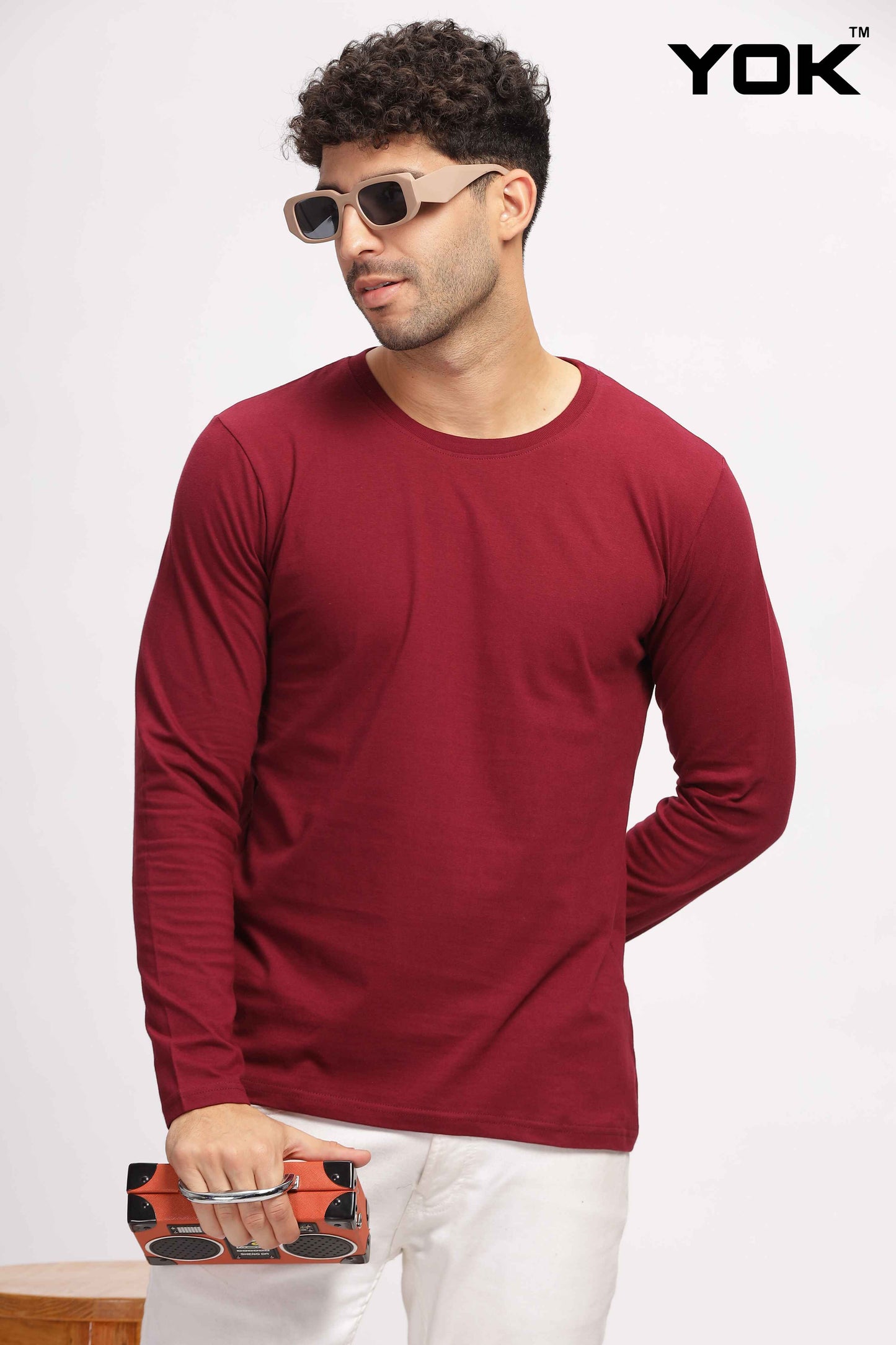 Plain burgundy Full Sleeves T-shirt