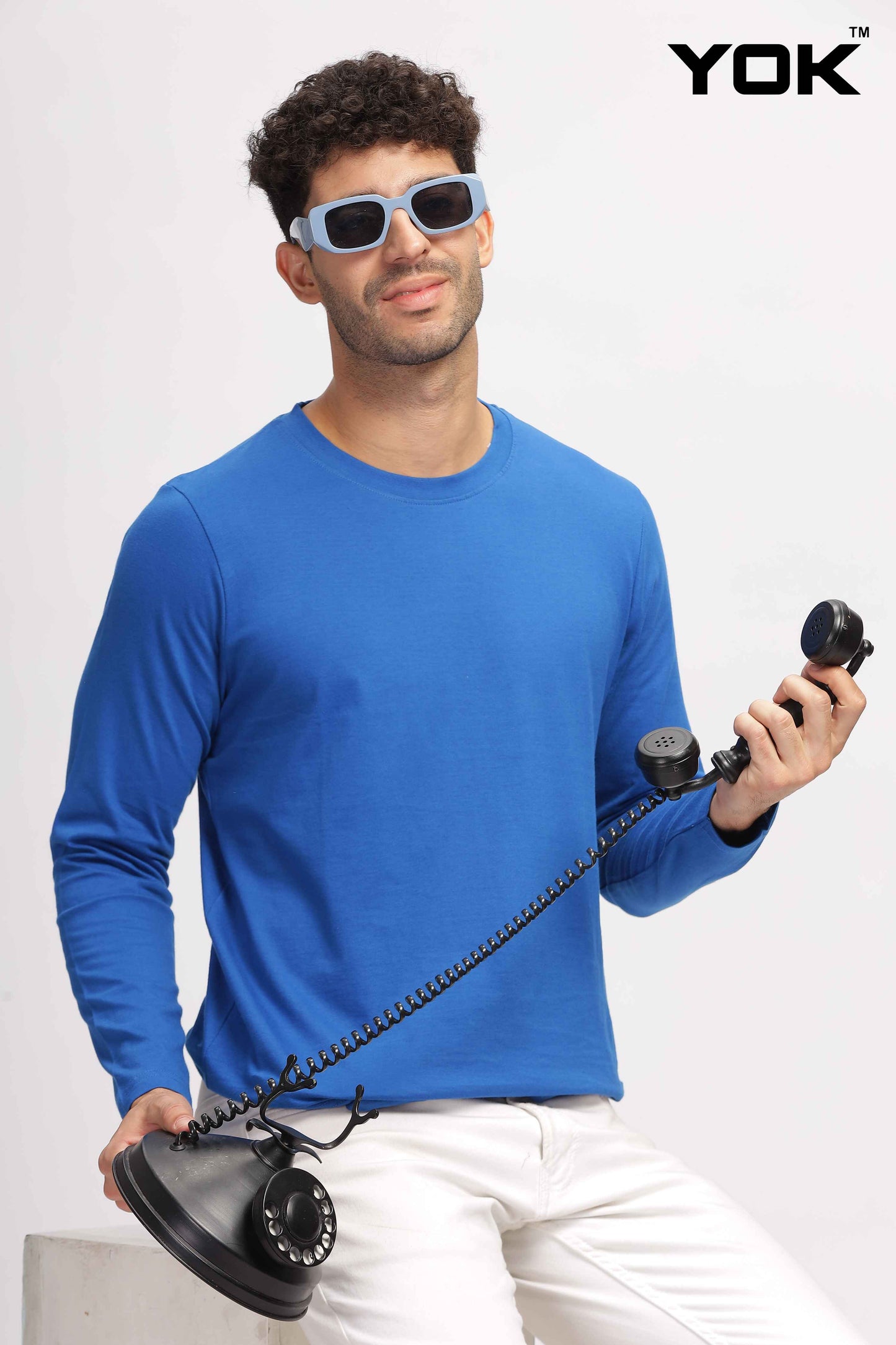 Plain sky blue Full Sleeves T-shirt