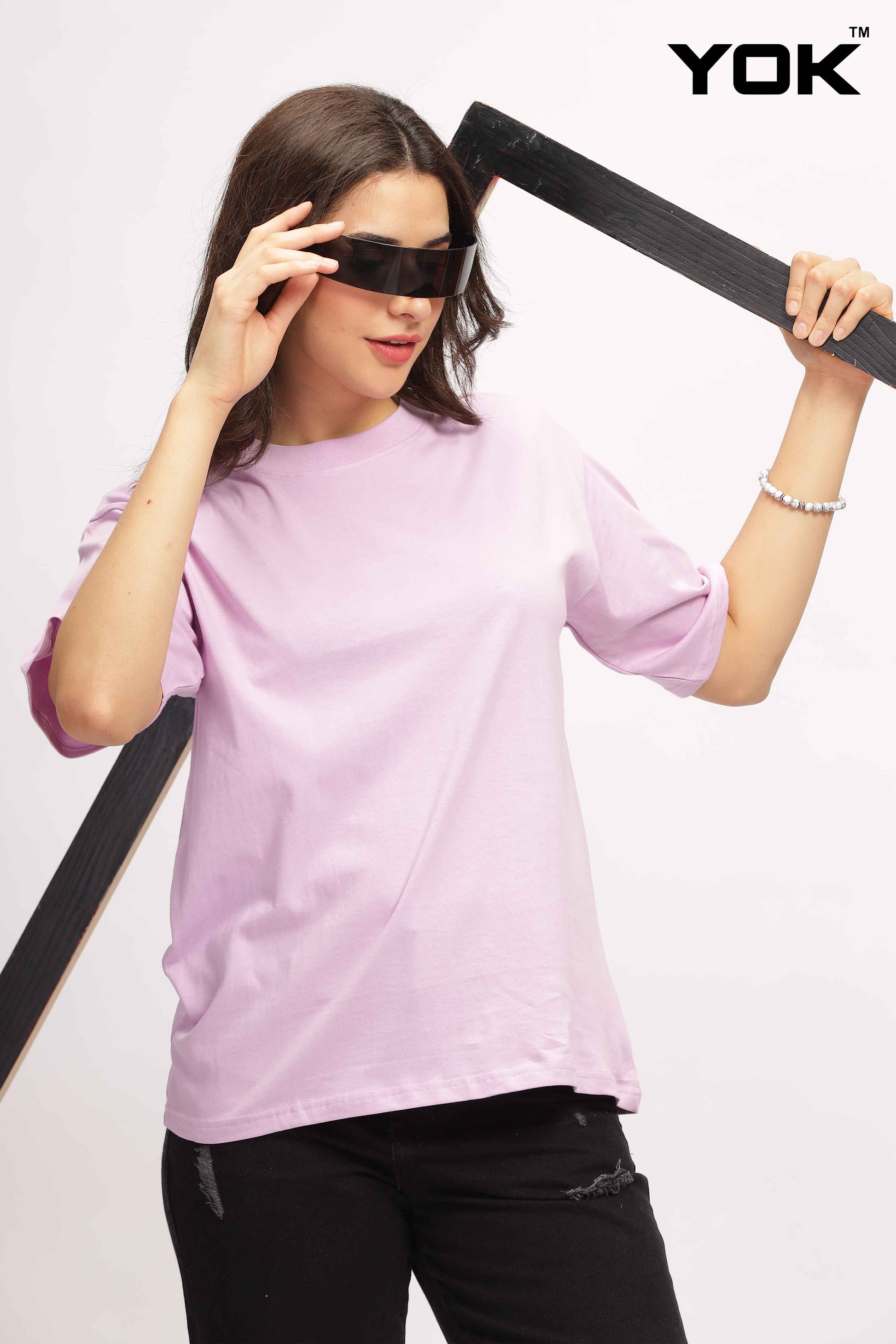 Womens Plain Pink Oversized T Shirt