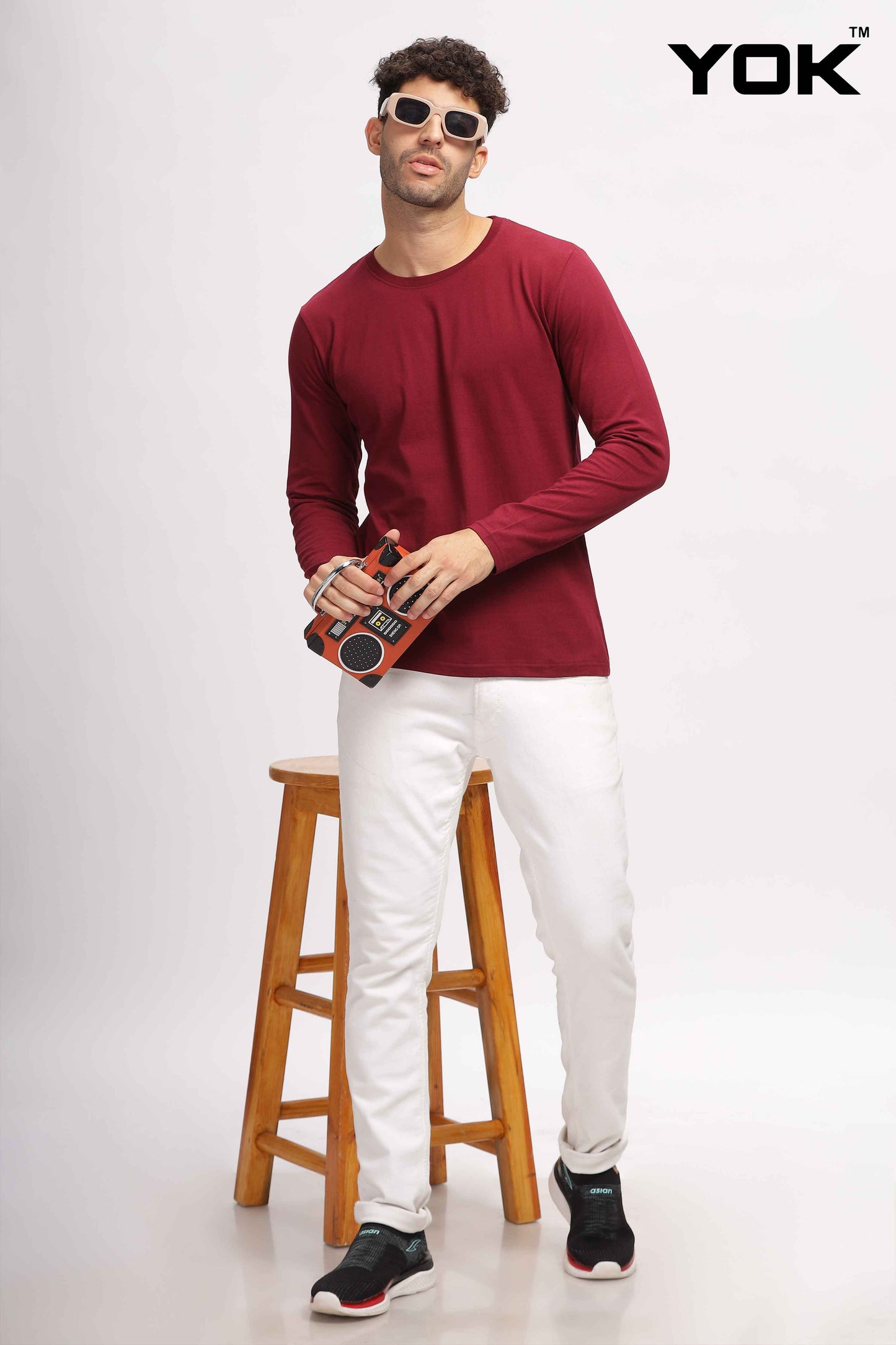 Plain burgundy Full Sleeves T-shirt