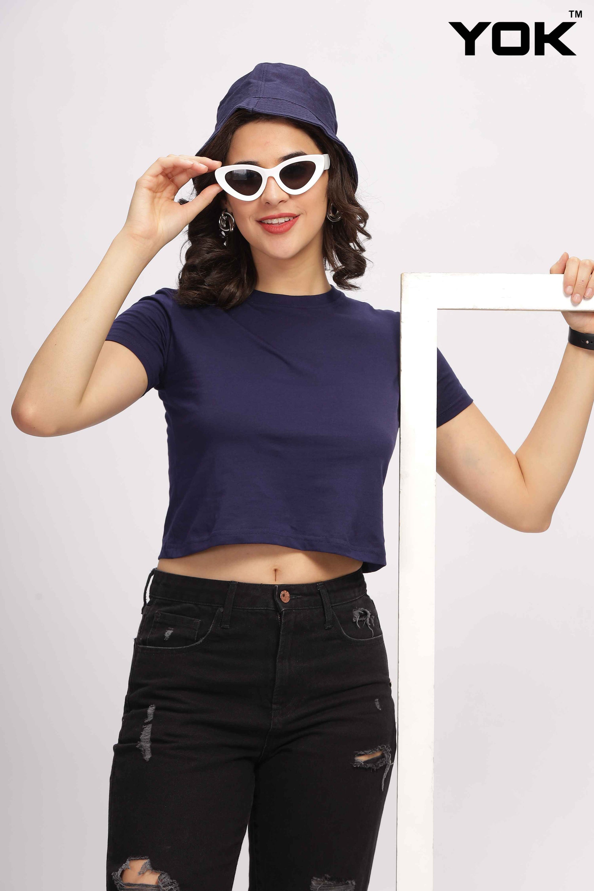  Womens Navy Blue Crop Top 