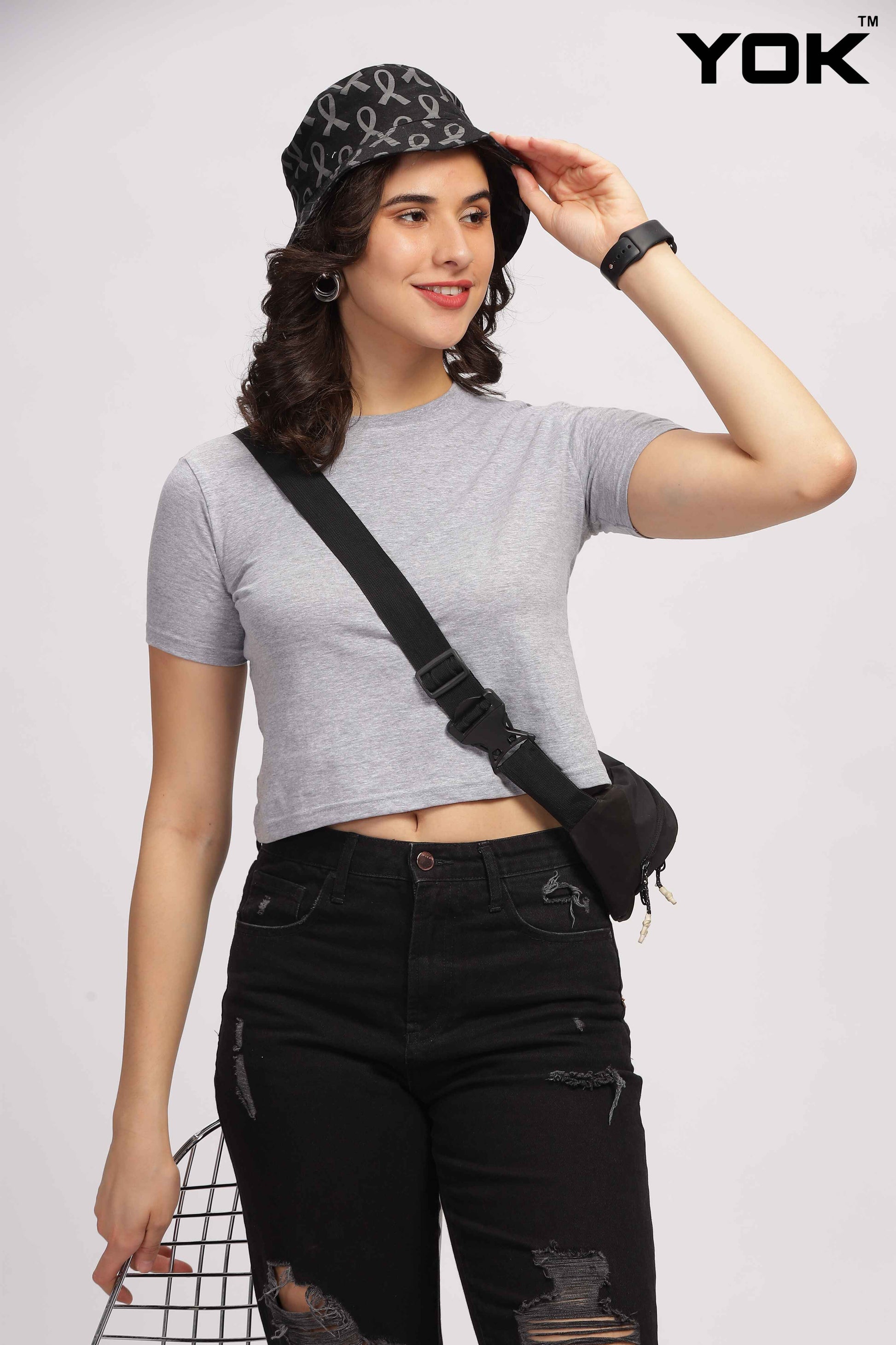 Womens Grey Crop Top