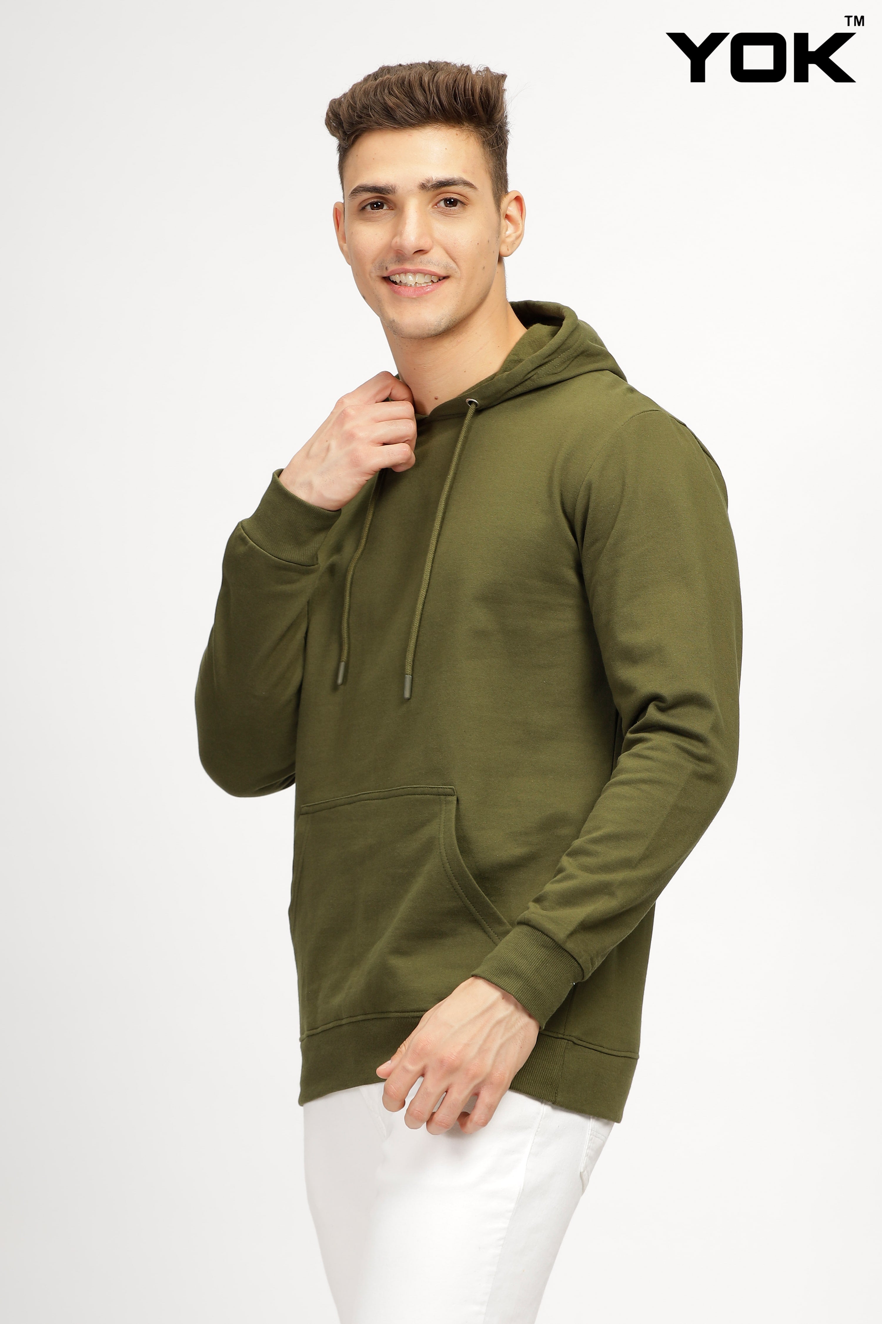 Plain olive green hoodie online