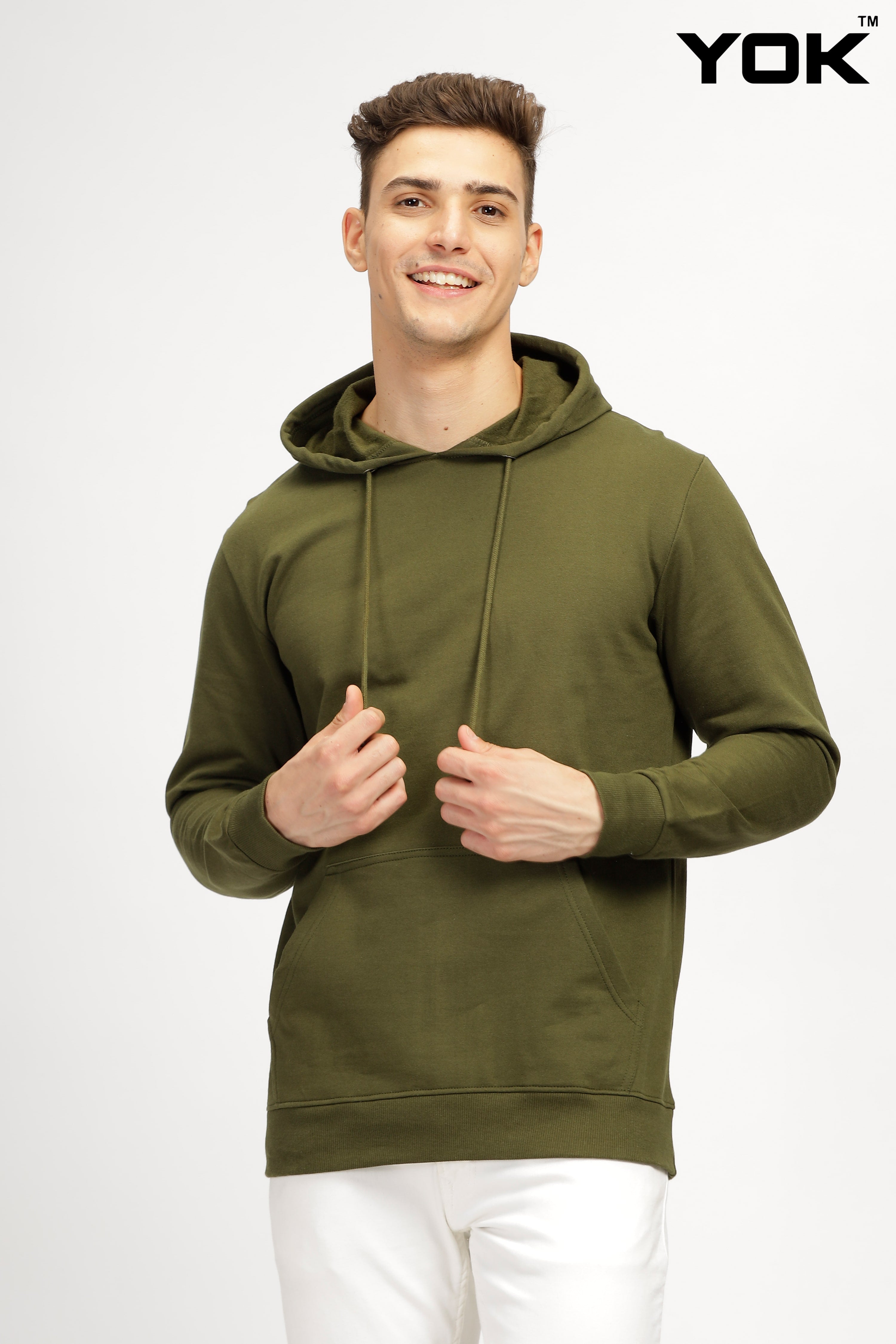 Plain olive green hoodie sale