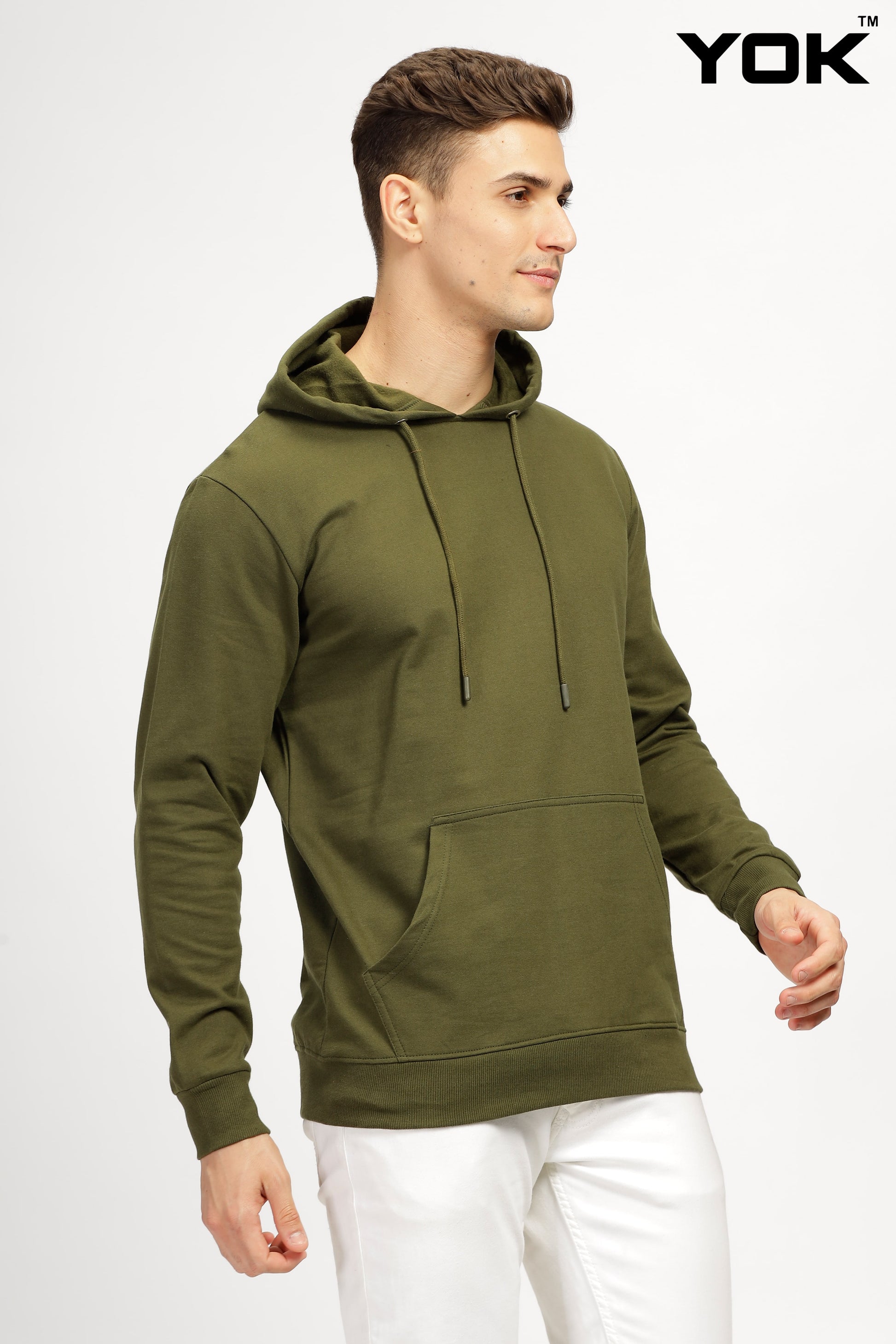  Plain Olive Green Hoodie 