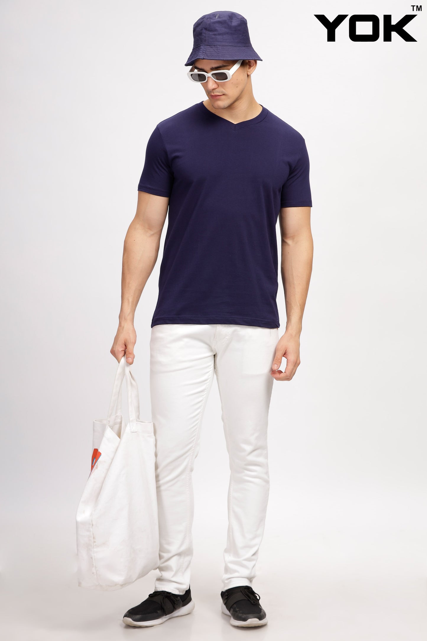 Navy V  Neck T Shirts