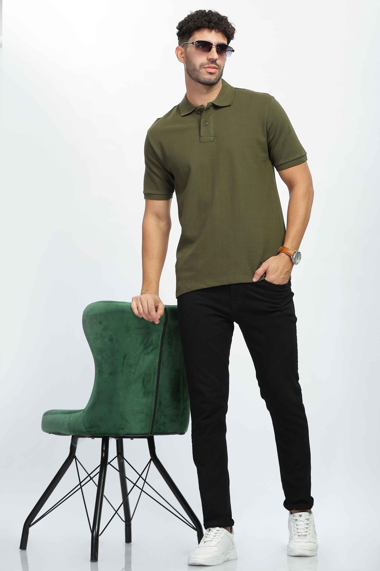 Olive Green Polo T Shirt for men