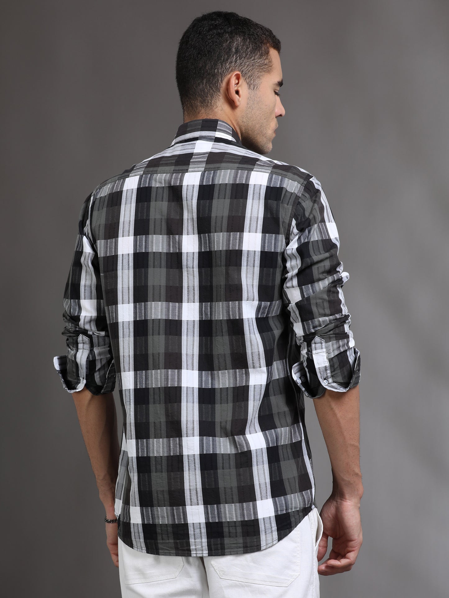 Mens Black and White Check Shirt