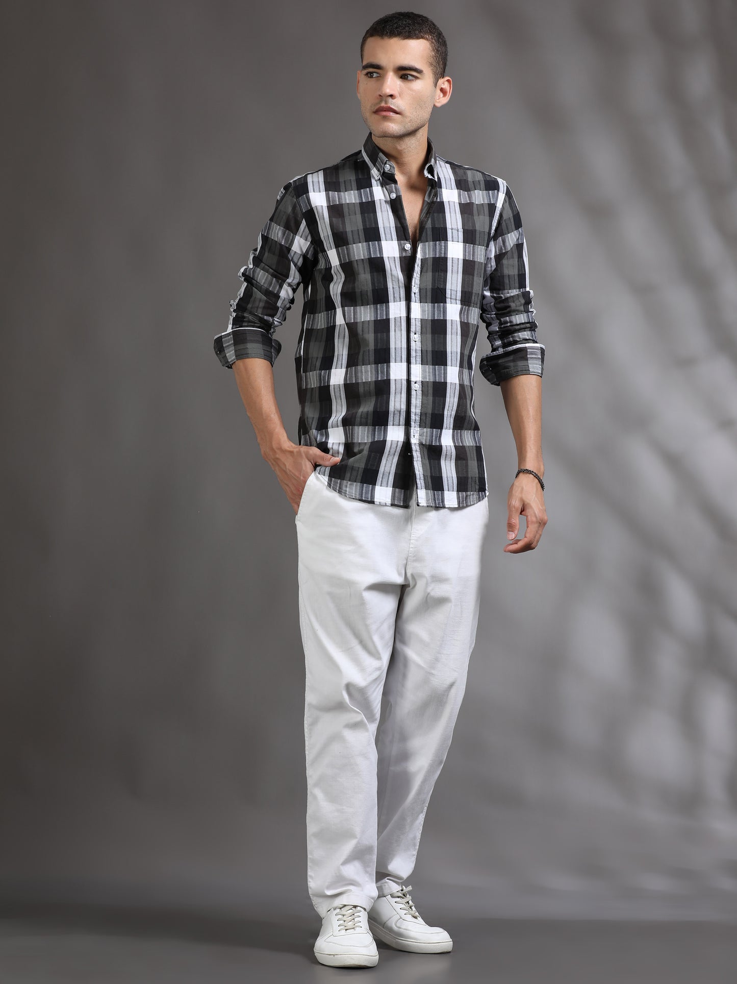 Mens Black and White Check Shirt