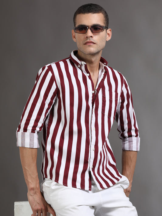  Red and White Stripe Shirt for Men