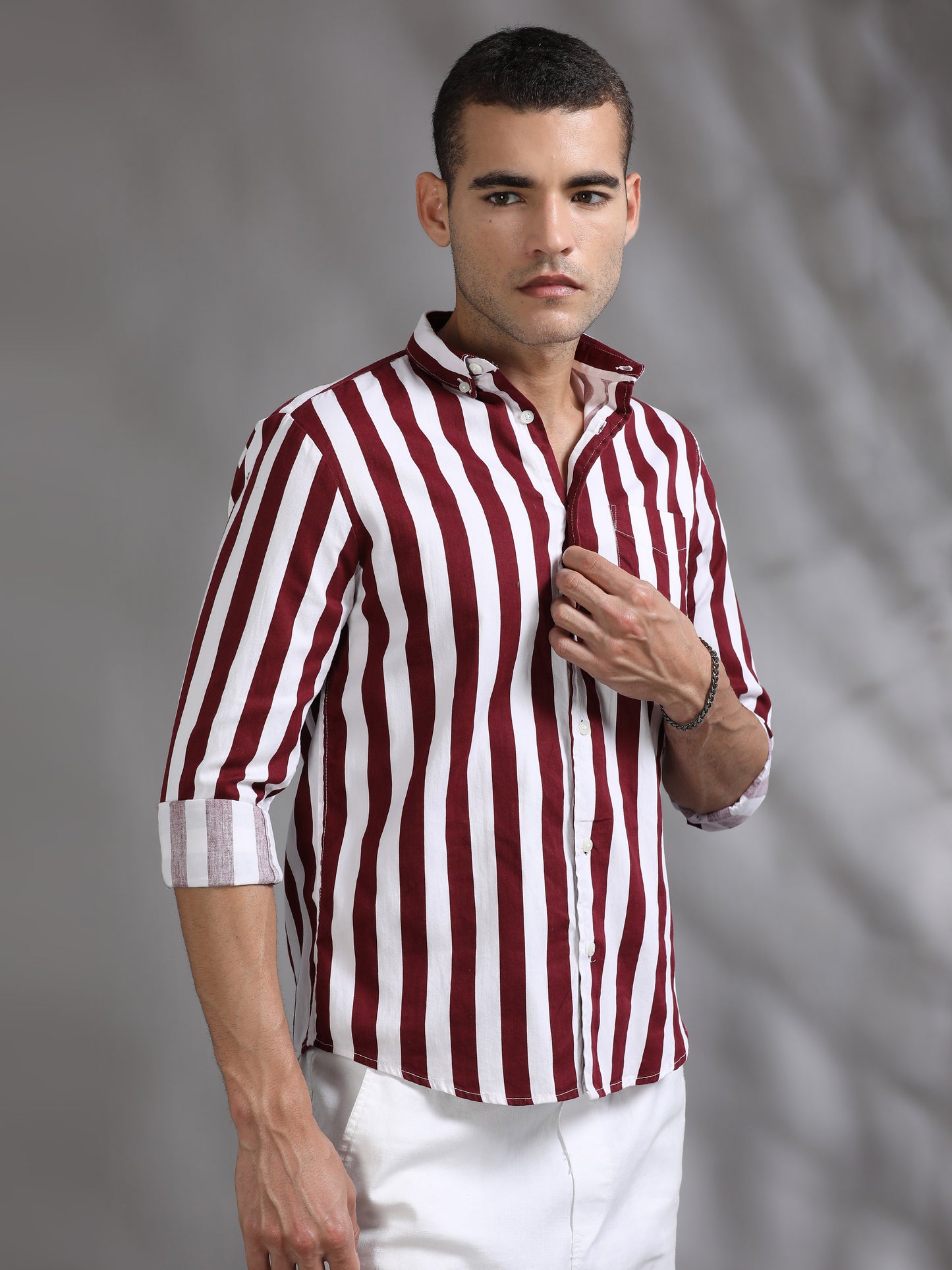  Red and White Stripe Shirt for Men