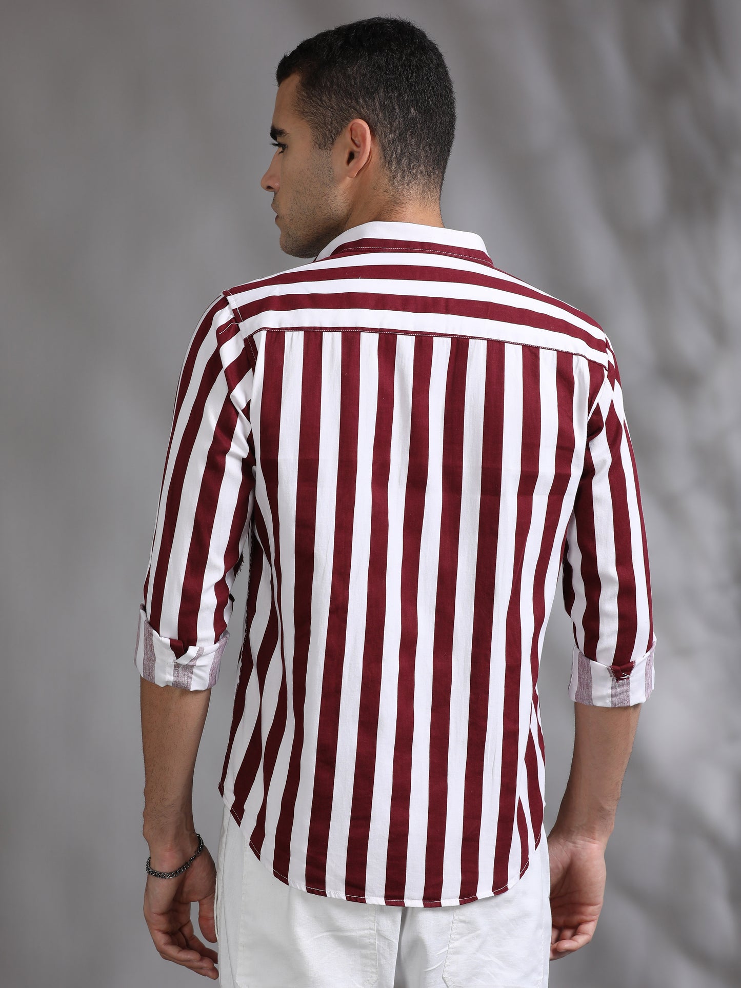  Red and White Stripe Shirt for Men