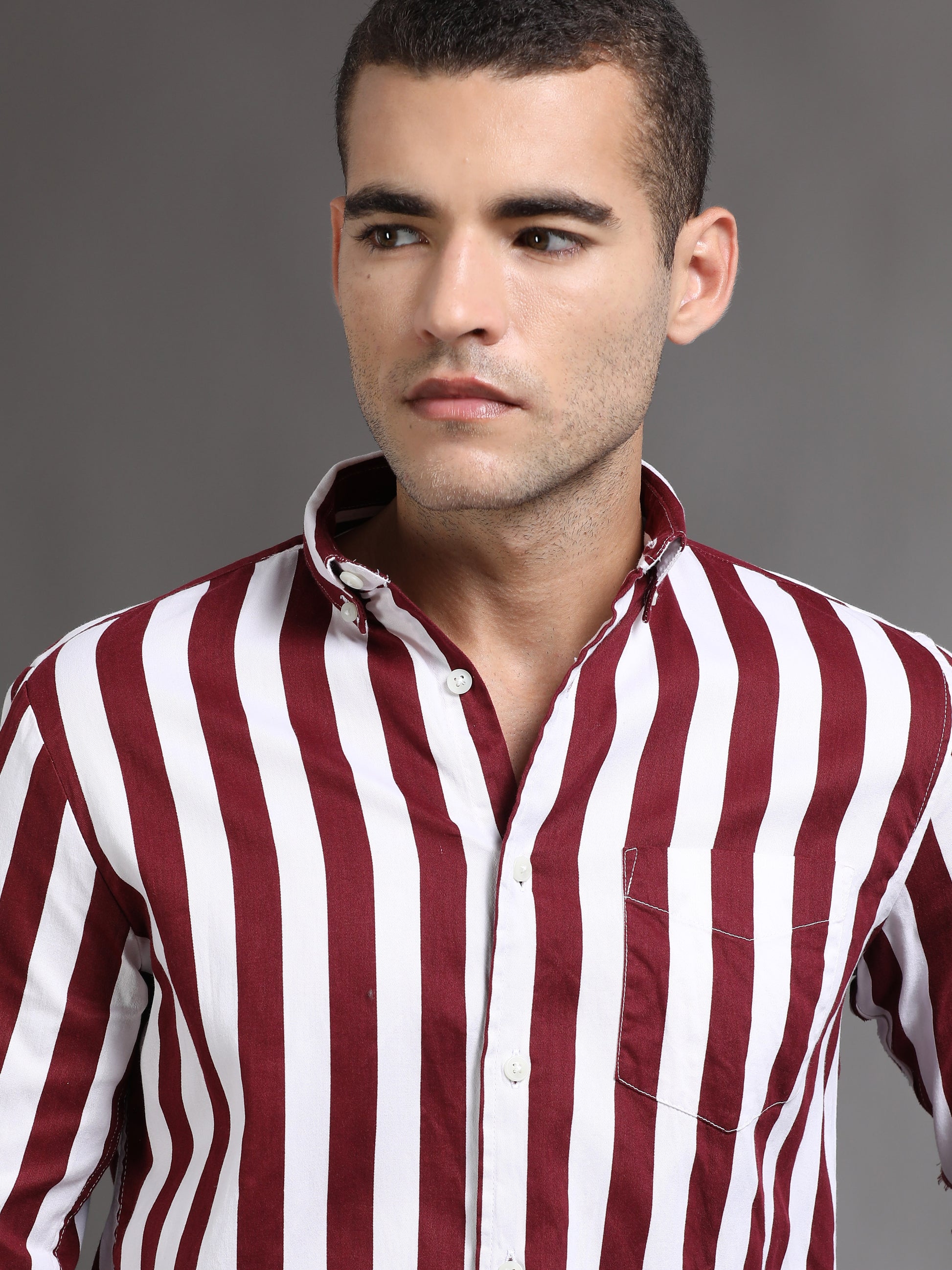  Red and White Stripe Shirt for Men