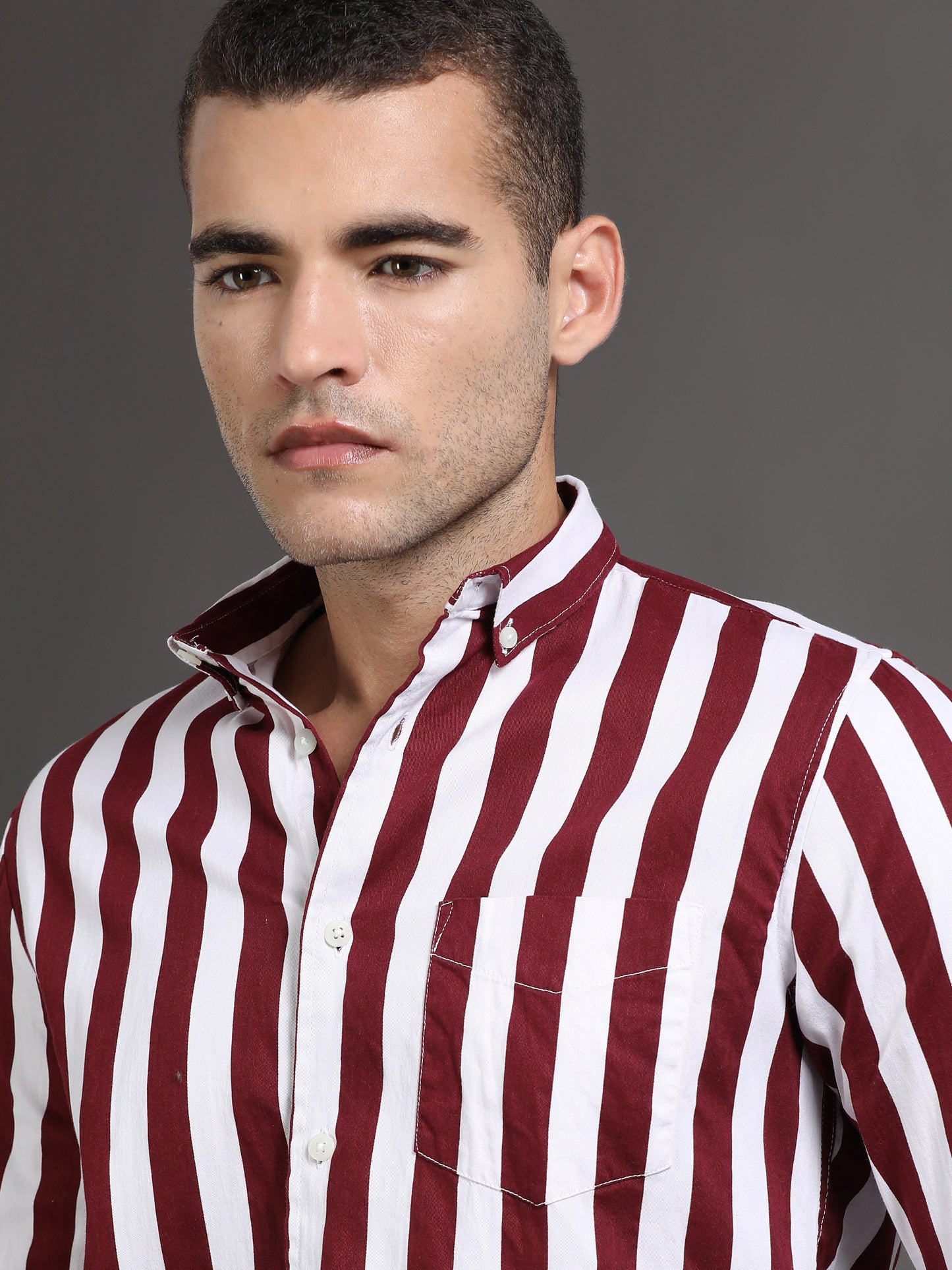  Red and White Stripe Shirt for Men