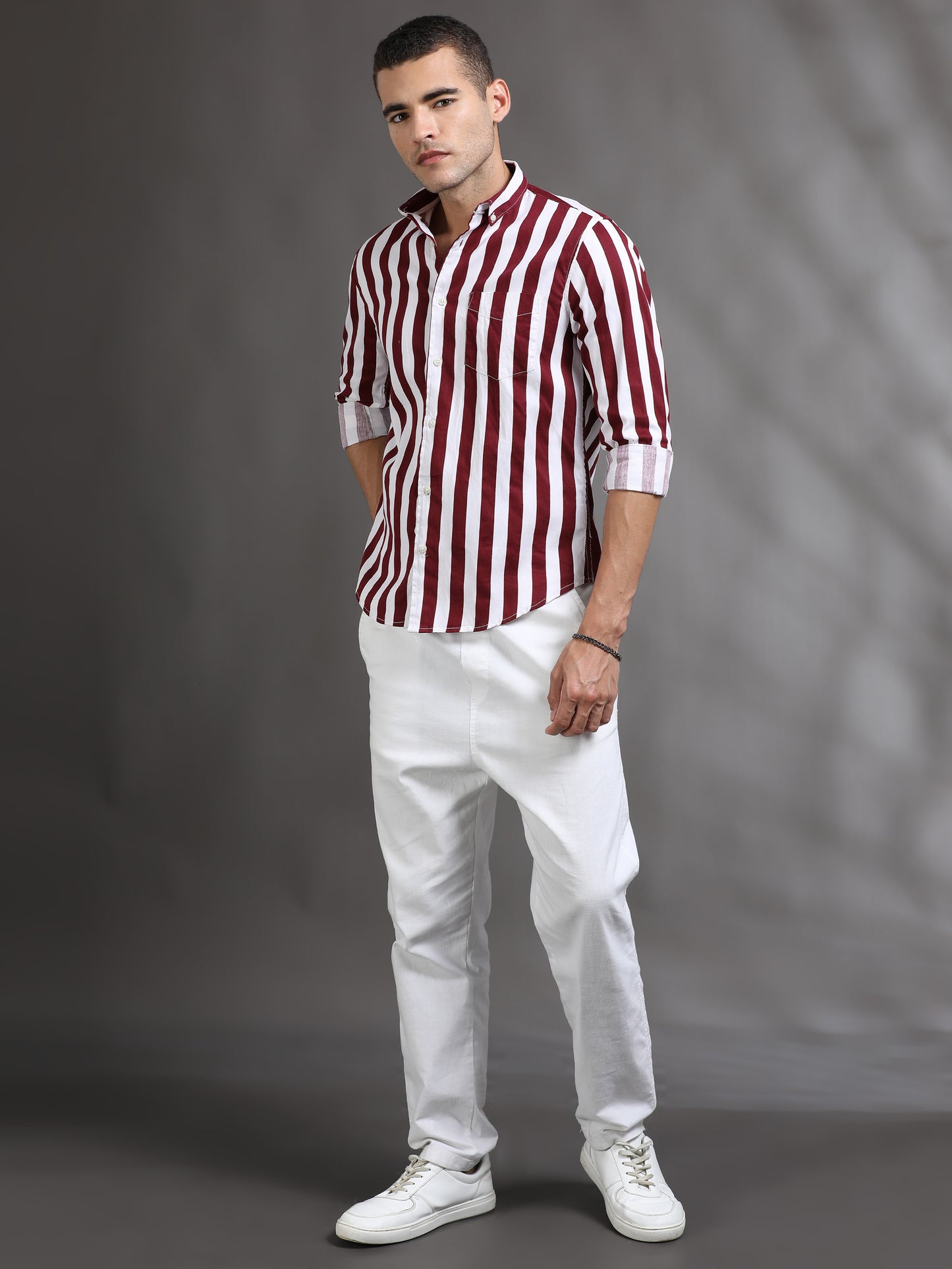  Red and White Stripe Shirt for Men