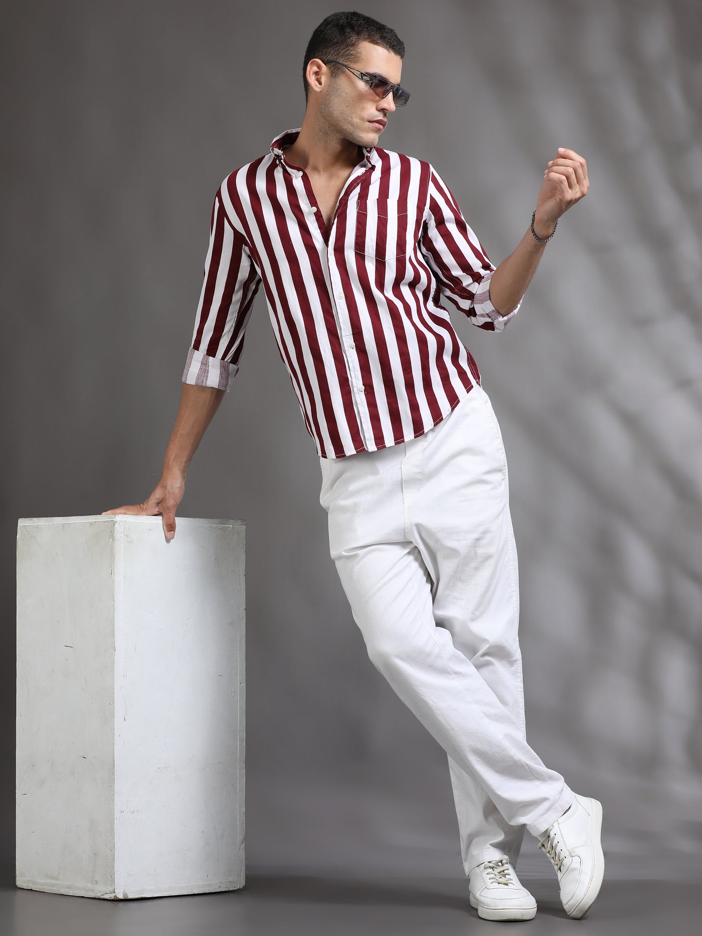  Red and White Stripe Shirt for Men