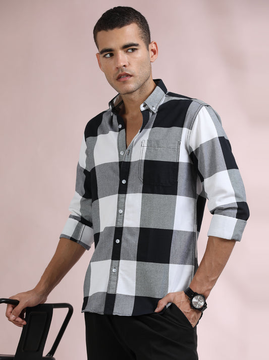 Black and White Check Shirt for Men