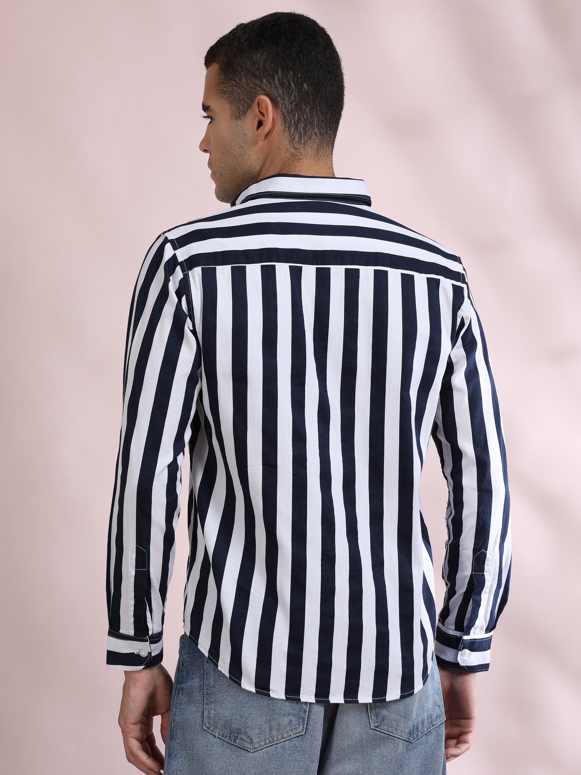 Black and White Striped Shirt for Men