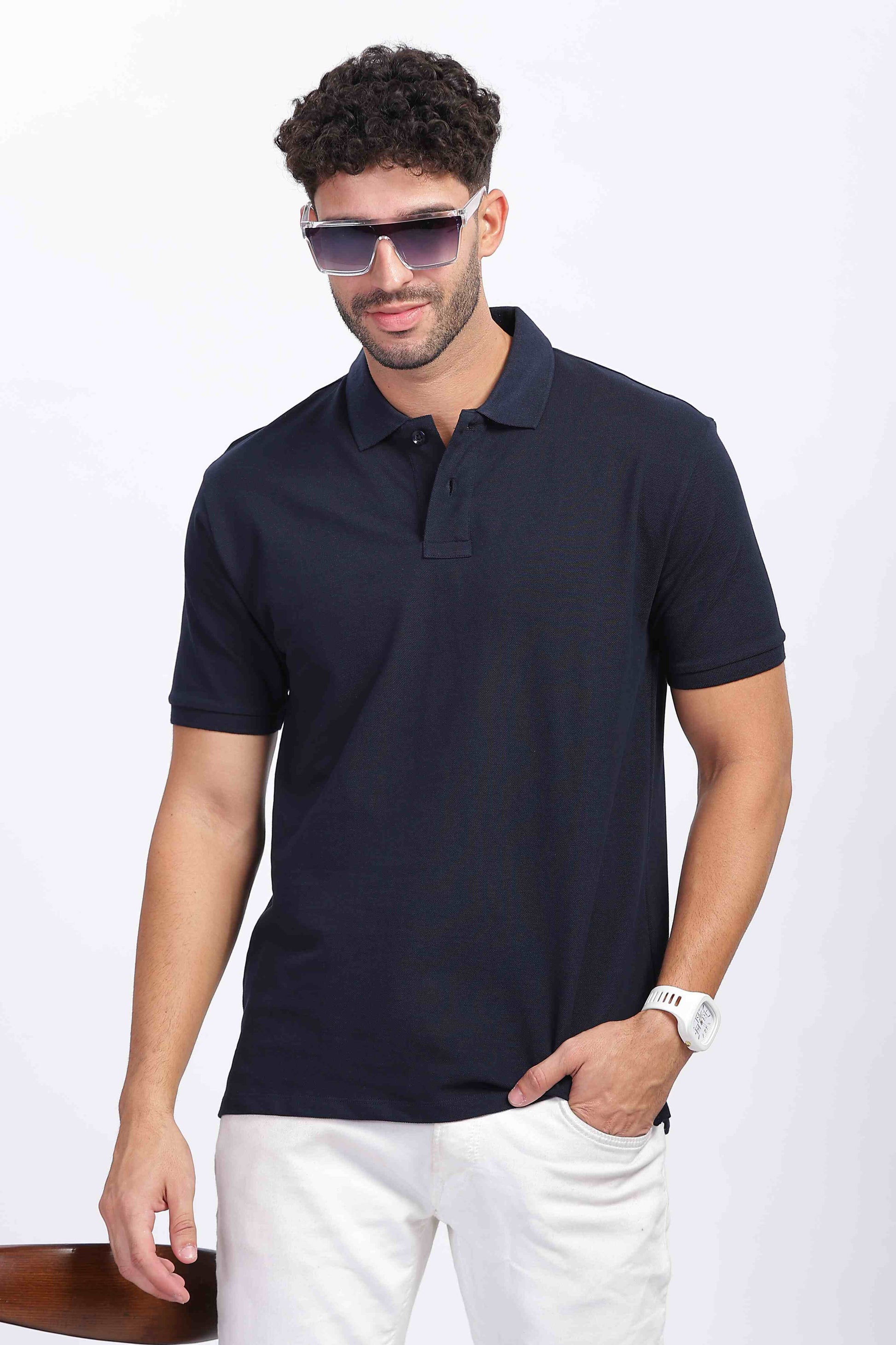 Navy Blue Polo T Shirt