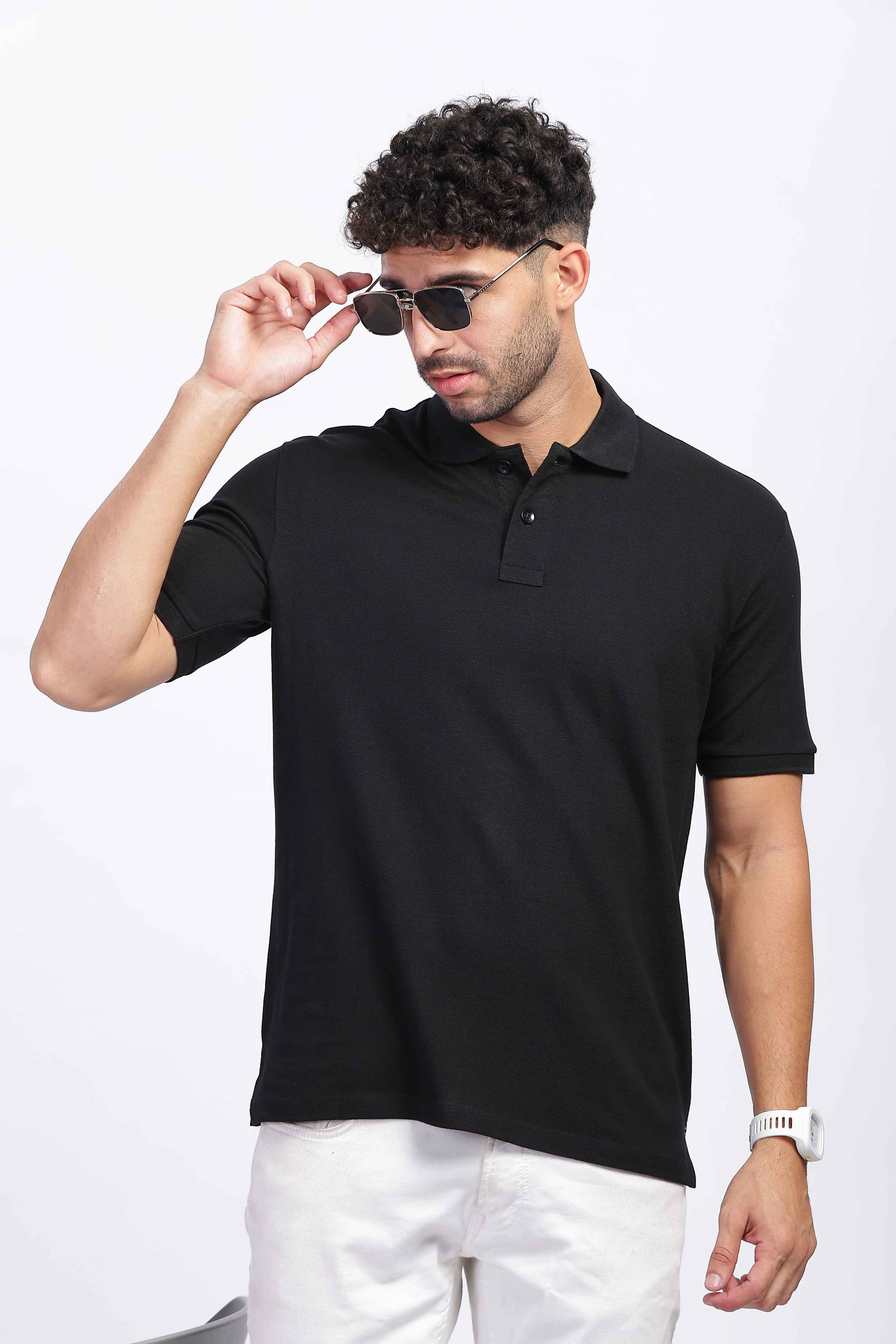 Buy Men s Black Polo T Shirt Online India